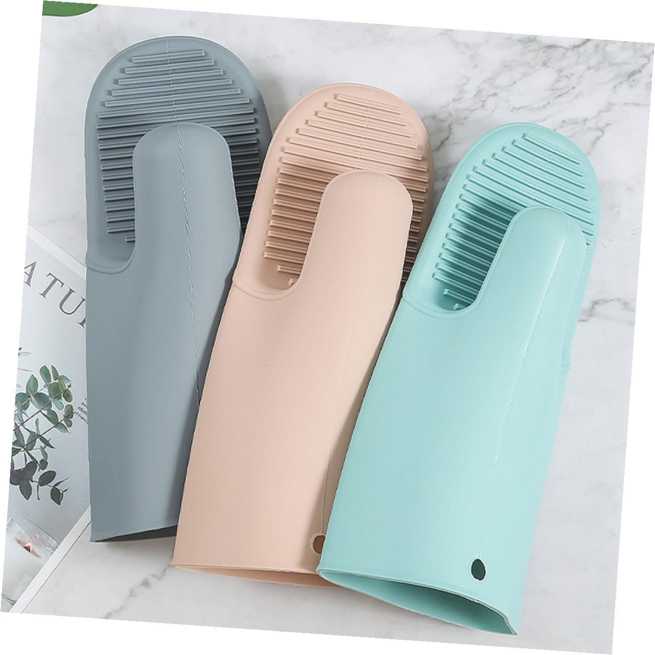 Guantes de Horno de Silicona Antideslizantes y Resistentes al Calor para Cocina Mitones Gruesos para Hornear de Fáciles de Limpiar y Colgar Protección Antiquemaduras Segura