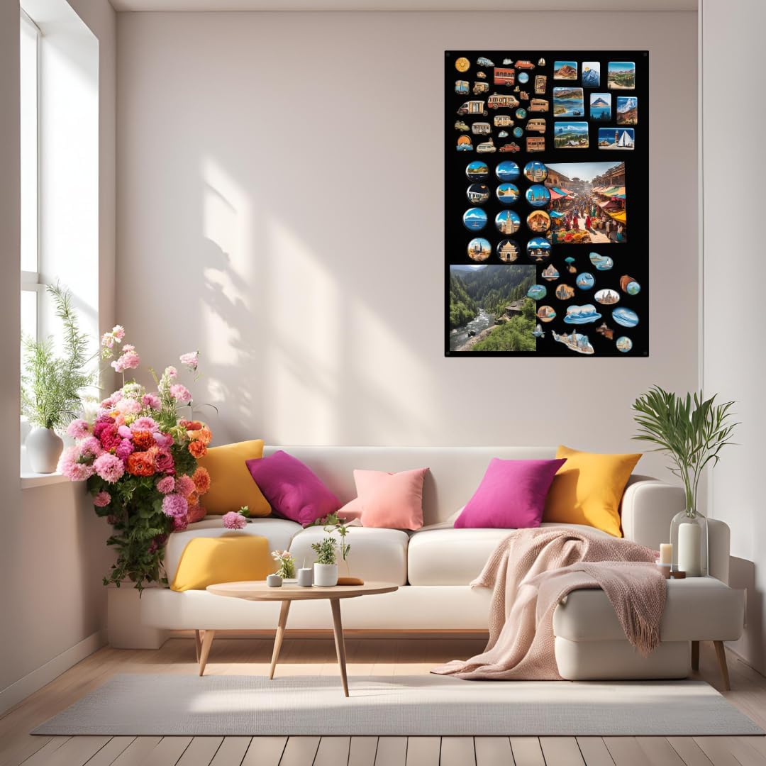 Tableau Magnétique - Tableau Effaçable en Acier - Idéal pour Aimants et Notes - Tableau Noir Magnétique Mural - Compatible avec Marqueurs Craie - Kit de Montage Inclus - 80x50 cm - Noir