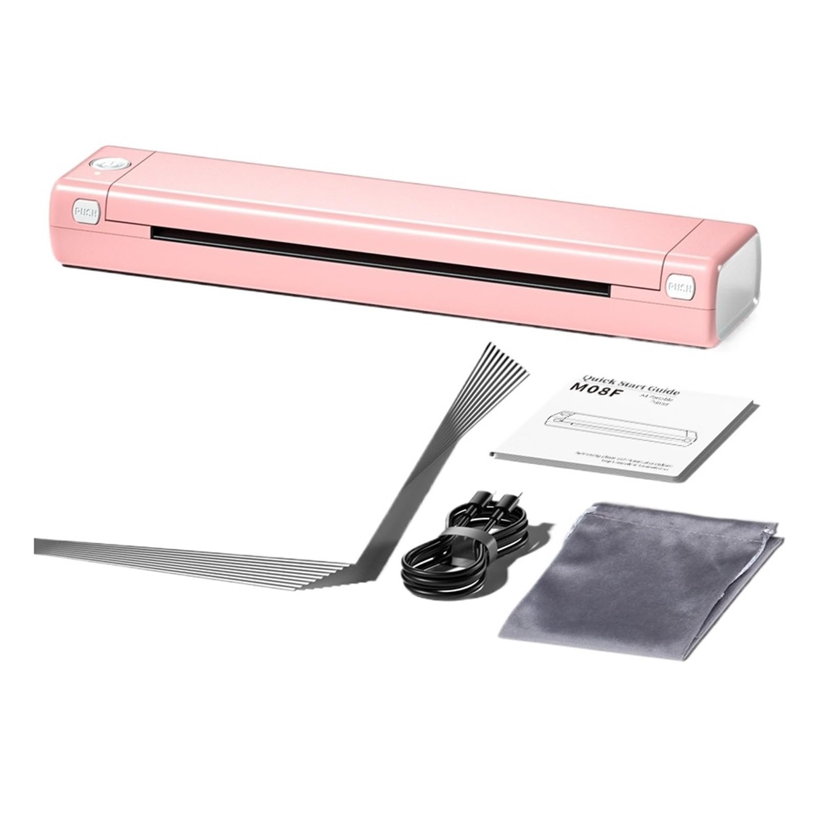 Przenośna Drukarka Termiczna Blutooth M08F A4 Obsługuje Papier A4 Kompatybilny Z Telefonem I Laptopem Do Biura Wyraźne Drukowanie(M08F Pink)
