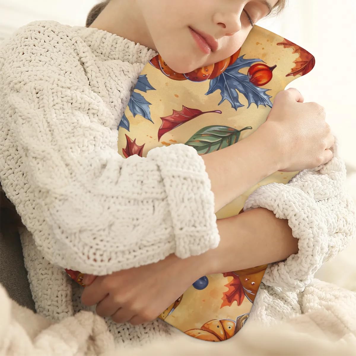 Hot Water Bottle with Soft Cover,2L Thanksgiving Pumpkins Hot Water Bag for Hot and Cold Compress, Hand Feet Warmer, Graffiti Pumpkin Rubber Hot or Cold Water Bottle Halloween Christmas Decorations