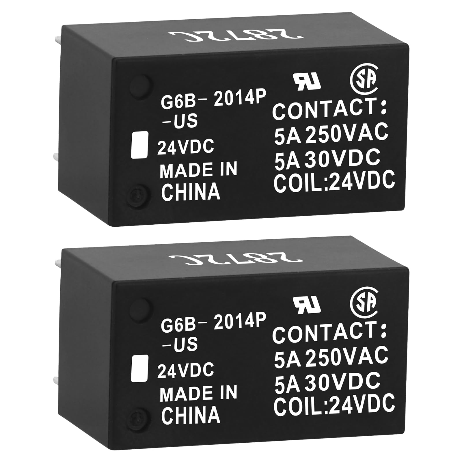 Weasch 2Pcs PCB Power Relay, G6B-2114P-US, Coil Voltage DC 12V, Contact 5A 250VAC, 1A1B 6Pins, General Purpose Relay (2)