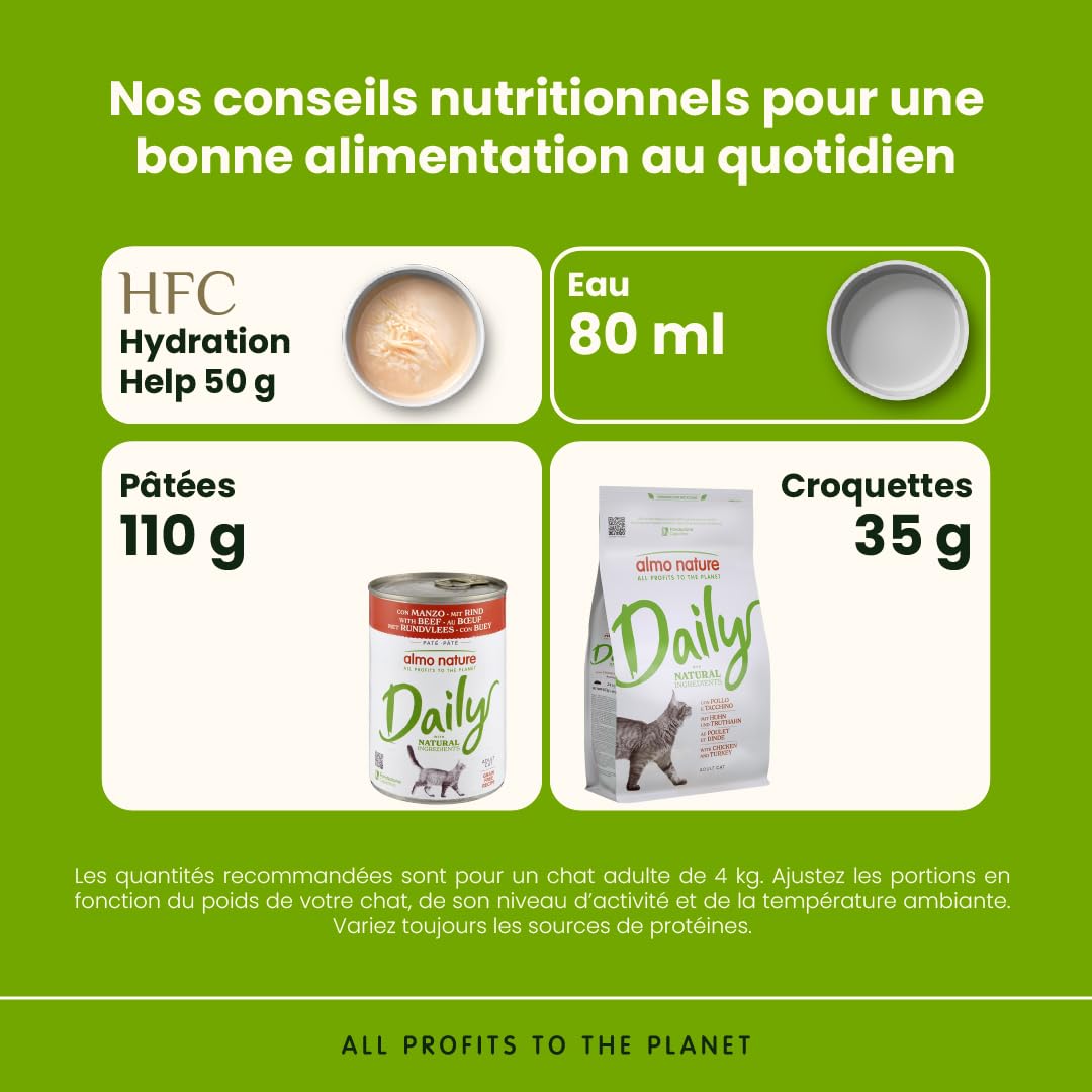 Almo Nature Daily avec Boeuf. Nourriture Humide pour Chat Adulte - 24 boîtes de 400g