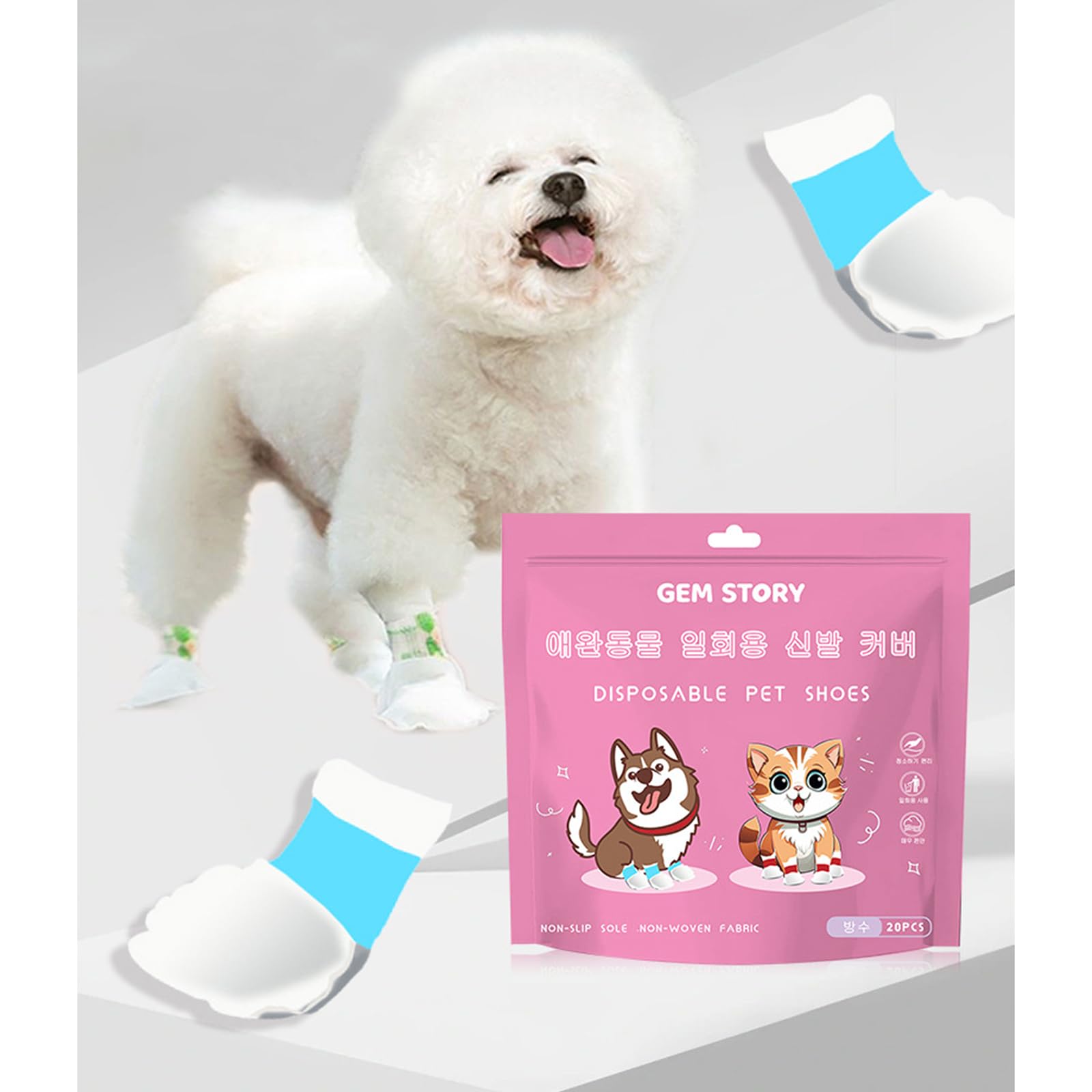 Confezione da 2 calzini per cani, per la toelettatura degli animali domestici, suola antiscivolo, per scarpe usa e getta da grandi a piccole