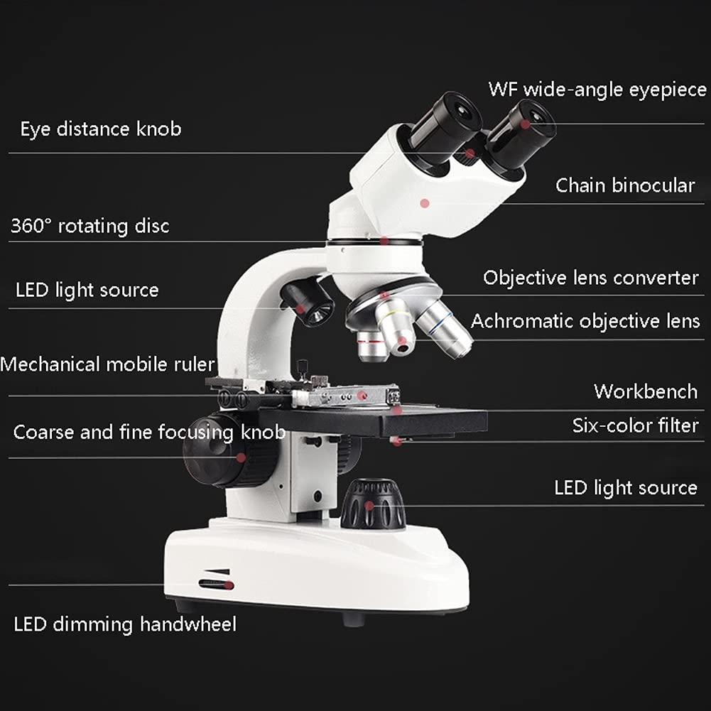 Microscopio Binoculare Composto Microscopi da Laboratorio Lente d'Ingrandimento Tavolino Meccanico per Laboratorio didattico Kit scientifico per hobbisti