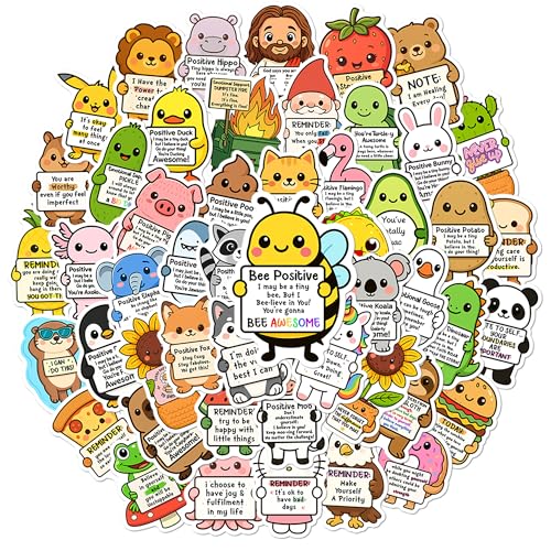 BEATRI Emotional Support Animal Sticker 50PCS – Waterproof Vinyl Affirmation Decals for Water Bottles, Laptops, Journaling – Motivation Positive Affirmation Gift for Kids & Womens
