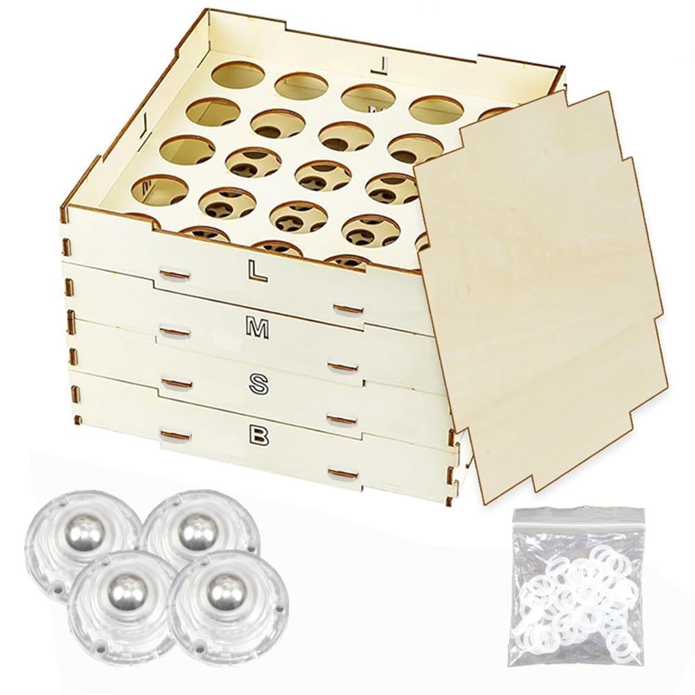 ABEST - Caja de almacenamiento minimalista de madera para bloques de construcción, 4 bandejas, 3 tamaños diferentes, 31 cm x 21 cm x 31 cm