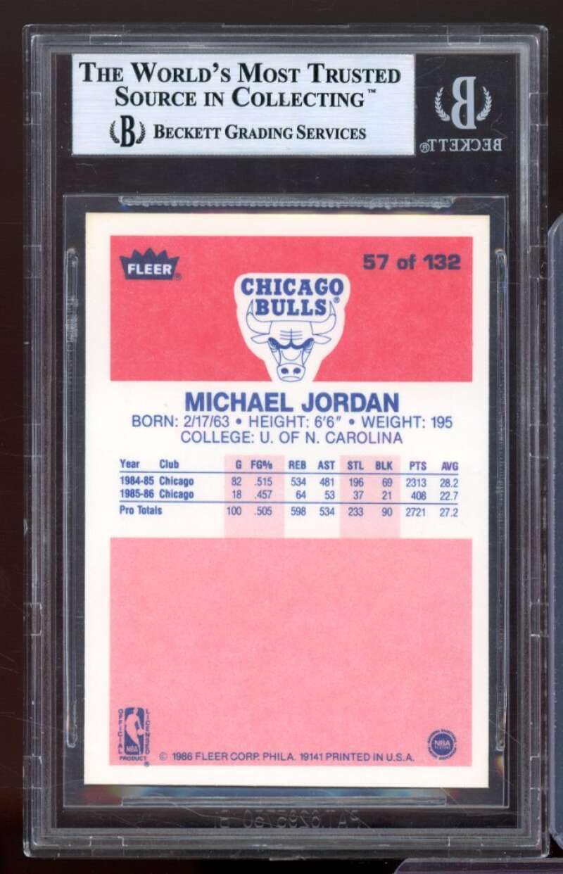 Amazon.com: Michael Jordan Rookie Card 1986-87 Fleer #57 BGS 9