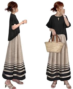 Amazon.co.jp: レディース 上下セット トップス+ロングスカート