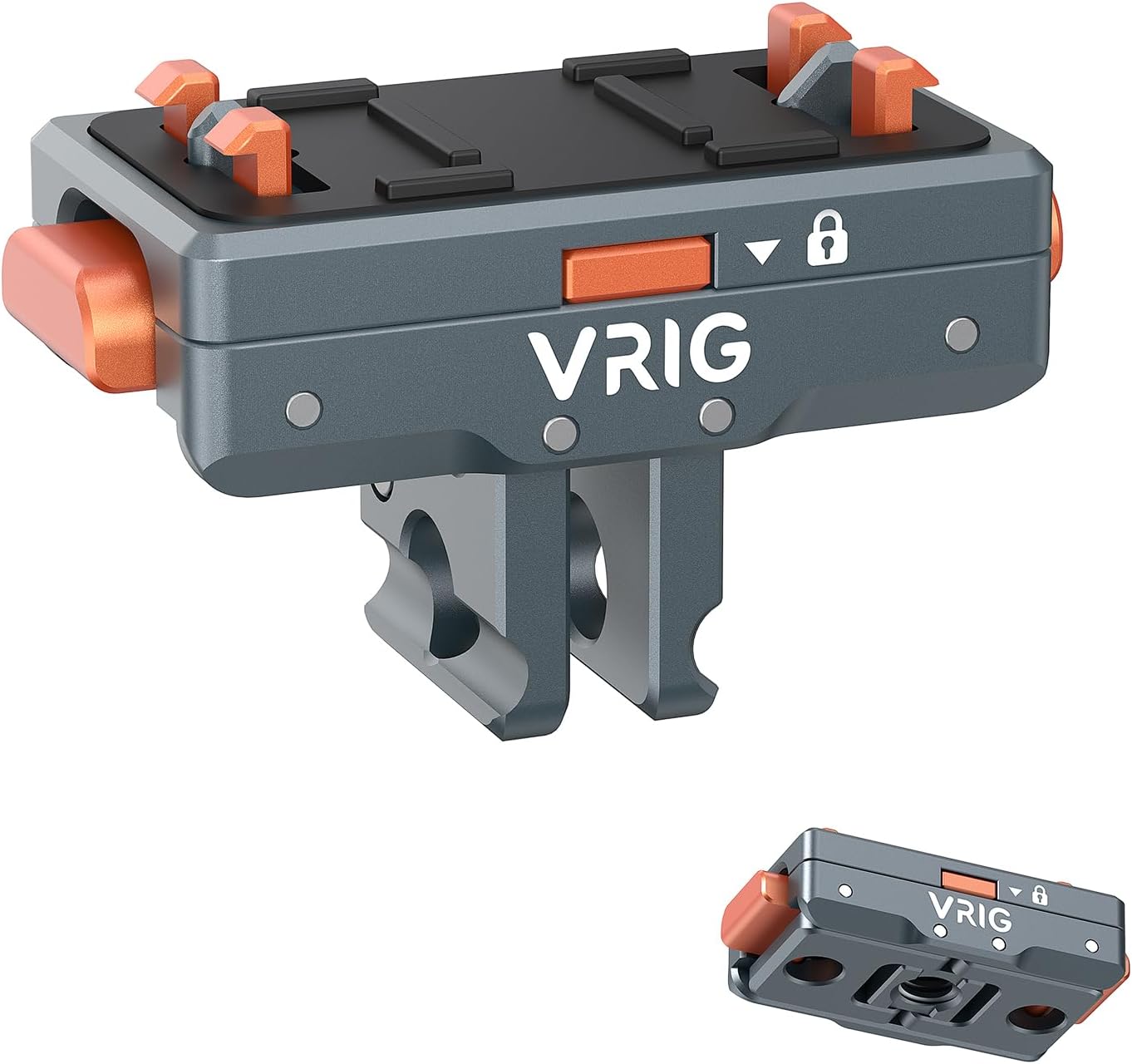 VRIG Safety Lock Quick Release Mount 2.0, Aluminum Alloy Magnetic Base for Insta 360 X5/ X4 Air/Ace Pro 2/ Ace Pro/Ace, 1/4 Thread and Foldable 2-Prong Mount, AC-64