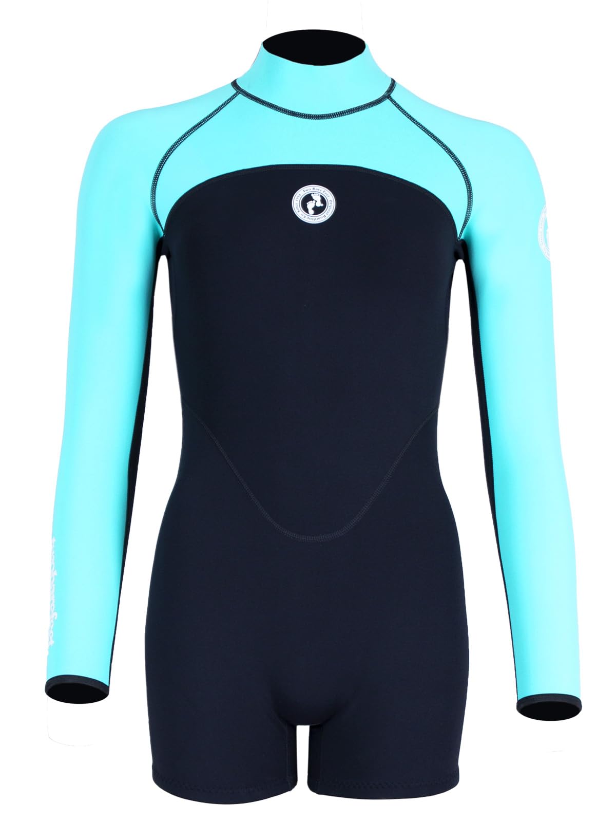 Two Bare Feet Women's Neoprene One-Piece Wetsuit – Premium Swim Suit for Surfing, Swimming, Scuba Diving & Water Sports, Flexible, Durable, Multiple Styles (Flare (Black/Mint), XS)