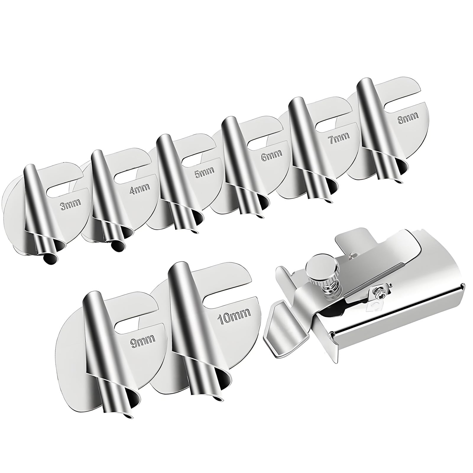 Sewing Seam Guide with 3-10MM Metal Rolled Hemming Presser Foot for Thin/Thick Fabric Clothing Curtain Bedding Sewing Border Guide