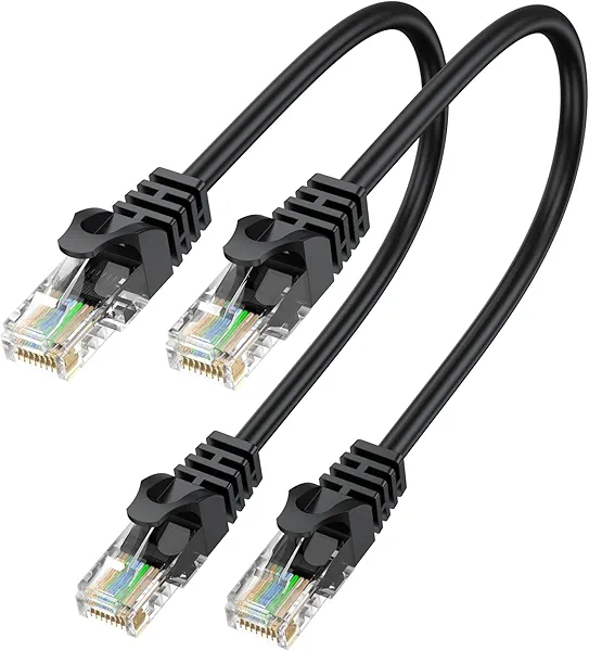 ApoJodly Cat6 Ethernet Cable 1FT 2-Pack, Short Patch Cable 1 Foot Cord (Cat 6 Cable, Internet RJ45 Cable, Network Cable) 10Gbps for Gaming, Patch Panel, Cable Management, Router, Modem