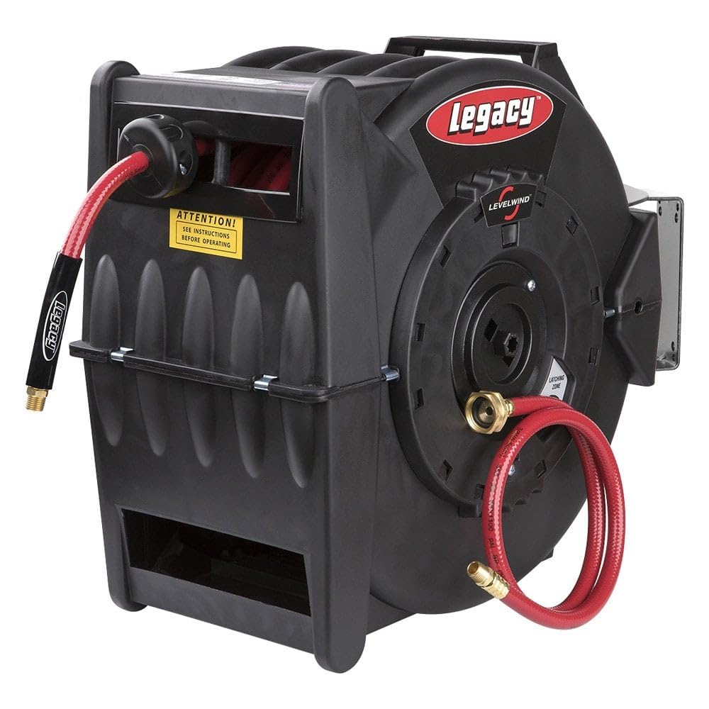 Legacy Levelwind Retractable Air Hose Reel, 3/8 in. x 100 ft., PVC - L8310