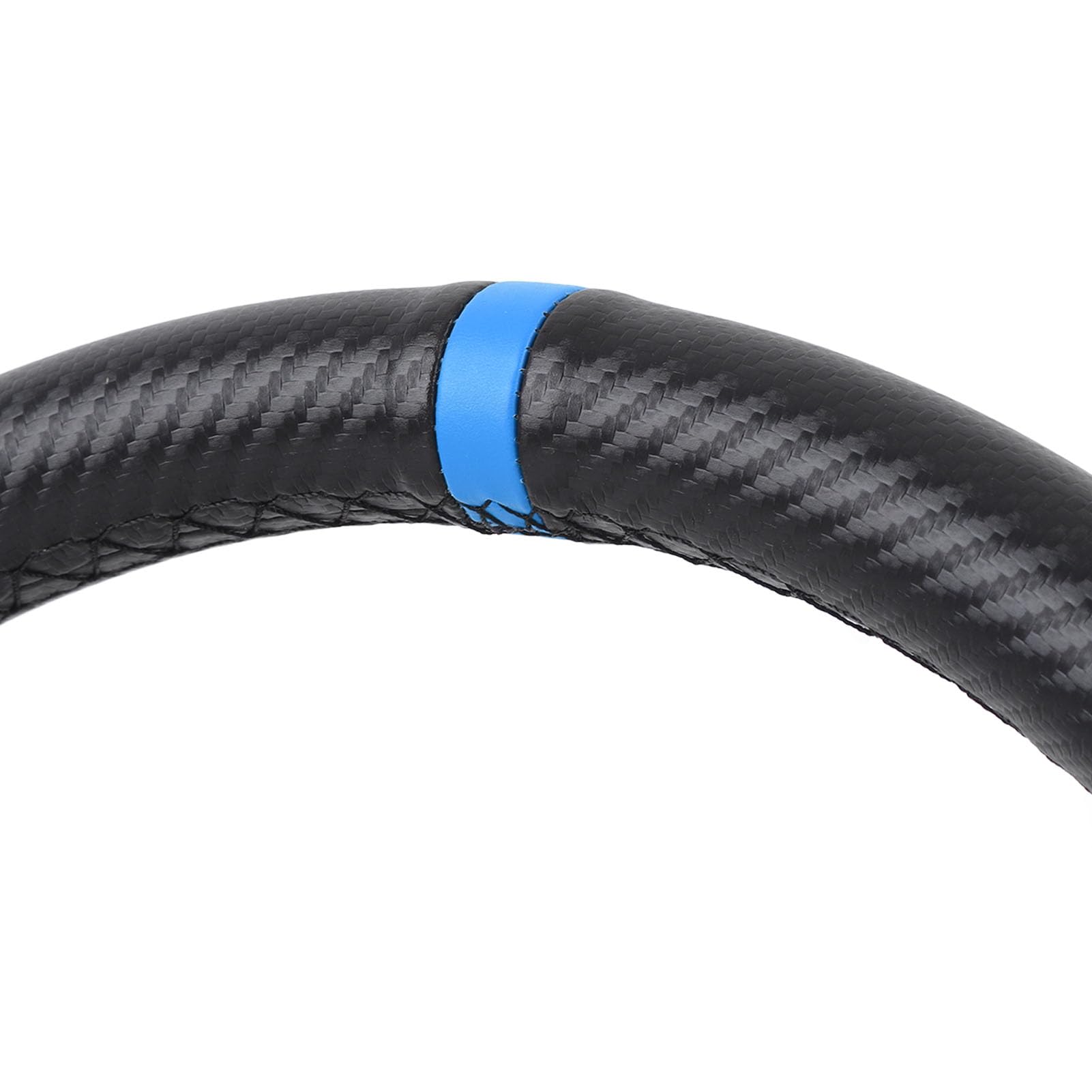 Generic 14-calowa Kierownica Wyścigowa Stylowa Uniwersalna Kierownica Sportowa o Wyglądzie Włókna Węglowego do Driftu Samochodowego z Wygodnym Uchwytem (BLUE)