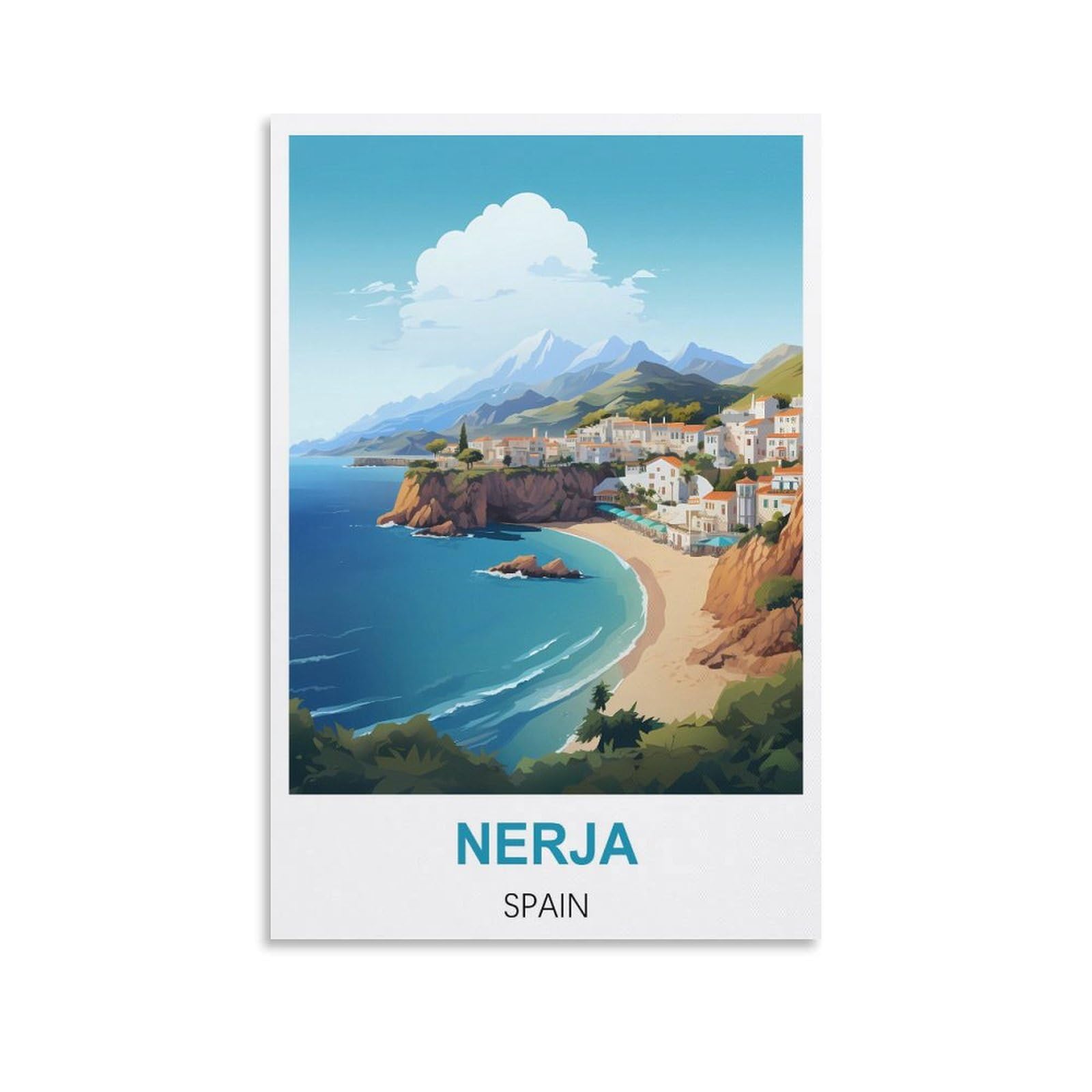Hsayyiii Unframe-Style Nerja Spain Vintage Travel Poster 08X12inch(20X30cm) Canvas Art Poster And Wall Art Picture Print Bedroom Decor