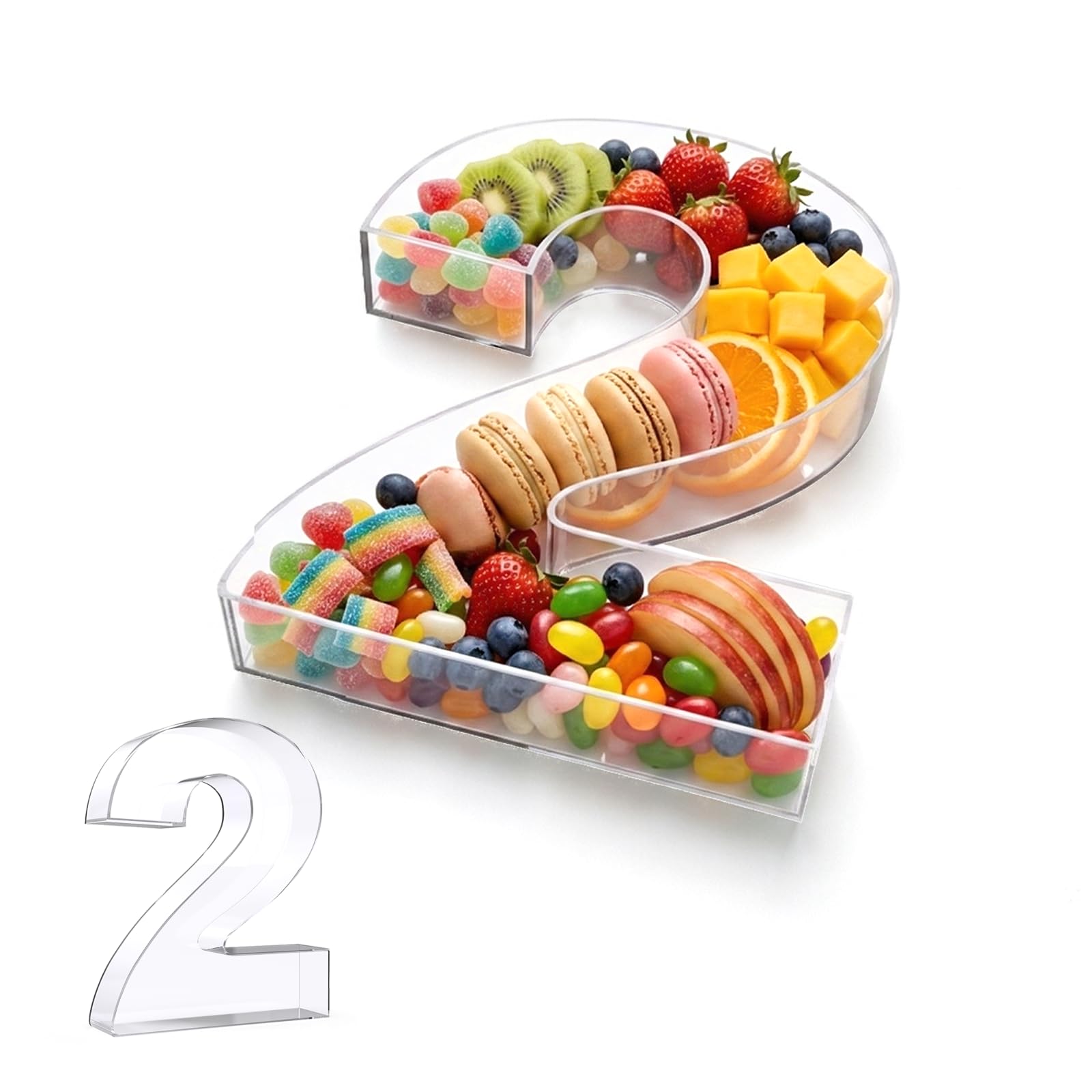 Pooqla 10" Acrylic Number 2 Charcuterie Tray for 2nd Birthday Decorations