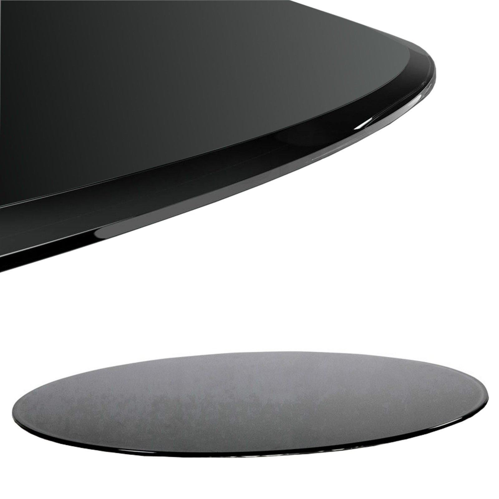 Euro Tische Plaque en Verre 60cm pour Poêle à Bois et Table à Facettes - Protection avec Verre de Sécurité Trempé 6mm, Pare-étincelles de Cheminée (Noir)