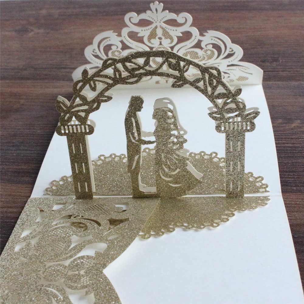 Einladungskarten 20 Stück 3D Hochzeitseinladungen Karten, Laser -Schnitt -Hochzeitseinladung, Brautduschenkarten Personalisierte Einladung personalisiert Partyeinladungen