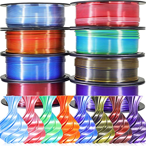 Image of TTYT3D 8 Spools 2 Color in 1 Coextrusion 3D Printer Filament Bundle: White /Red, White /Blue, BluePurple, Green /Blue, RedGold, RedBlack, Gold /Black, Purple /Black, 2Kg Dual Color Silk PLA, 250g x 8