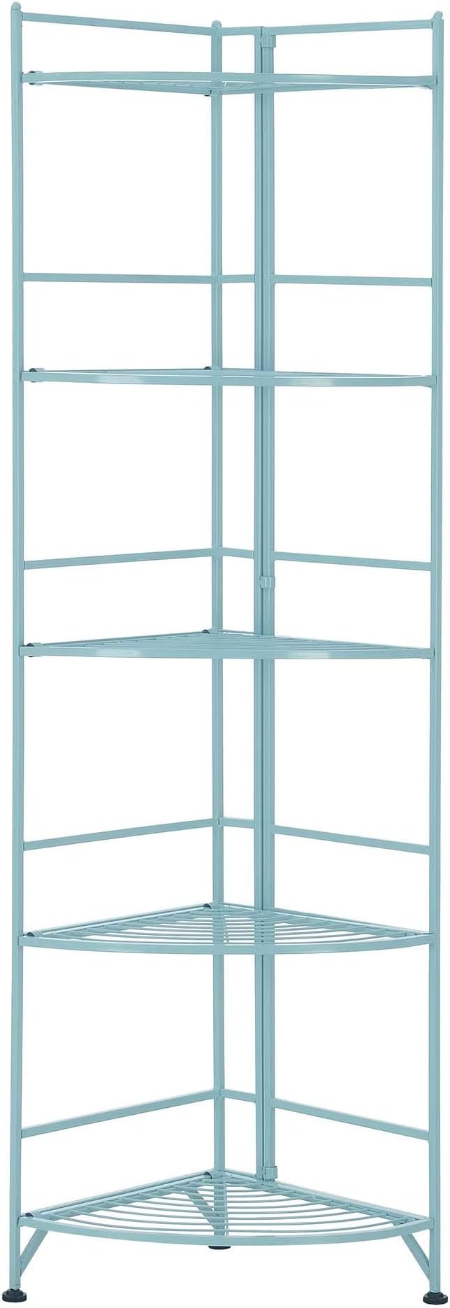 Convenience ConceptsXtra Storage Shelves - 3-Tier Wide Folding Metal Storage Shelves, Closet Organizer for Office, Laundry Room, Bedroom, Garage, Kitchen, Bathroom, Sea Foam