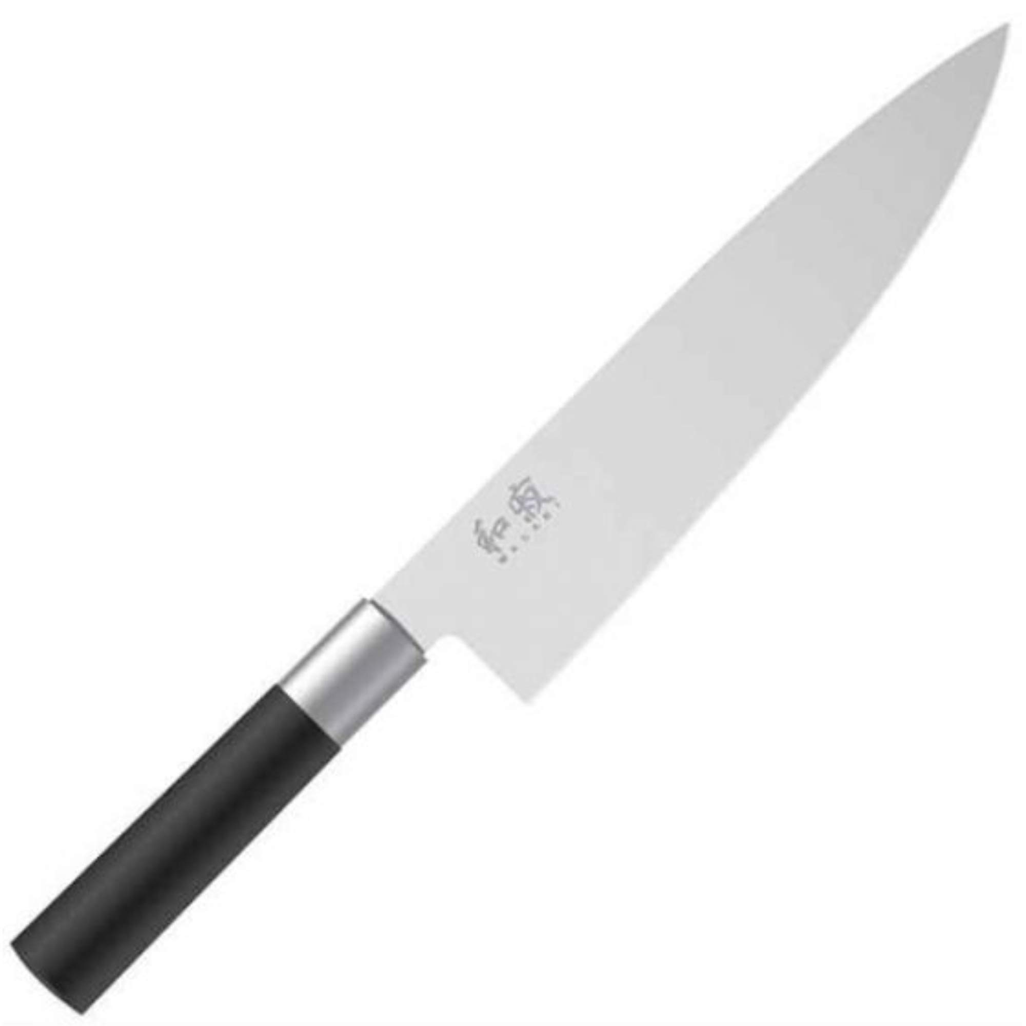 KAI Wasabi Black Kochmesser 20,0 cm Klingenlänge - rostfreier 6A/1K6 Edelstahl poliert 58 (±1) HRC - schwarzer Polypropylen Griff - Chef Messer Küchenmesser - Made in Japan