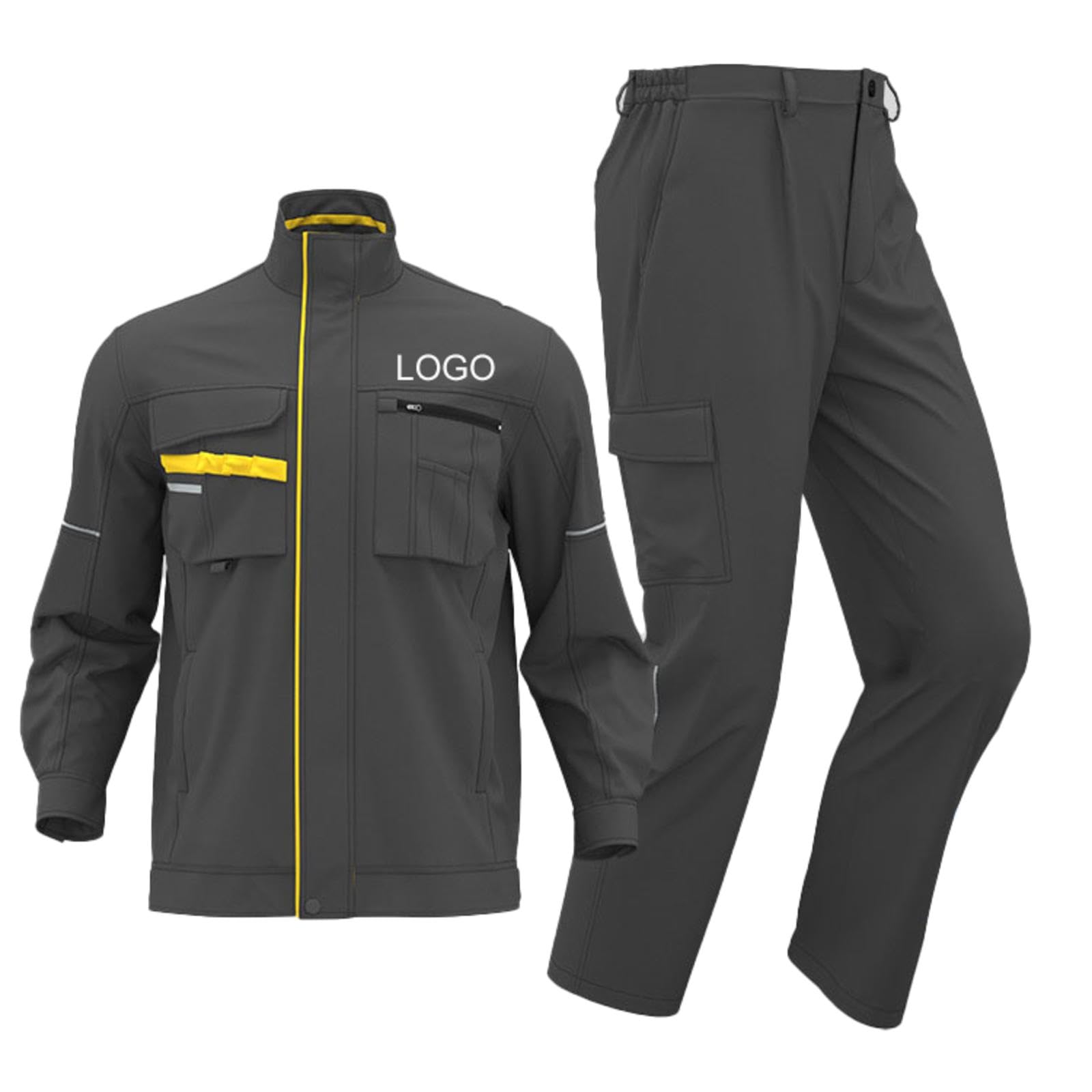 Honghuang Abbigliamento da Lavoro Multitasche Riflettente Personalizzato Logo Riparatore di Fabbrica Divise da Lavoro per Officina Personalizzata Giacca Cappotto e Pantalone