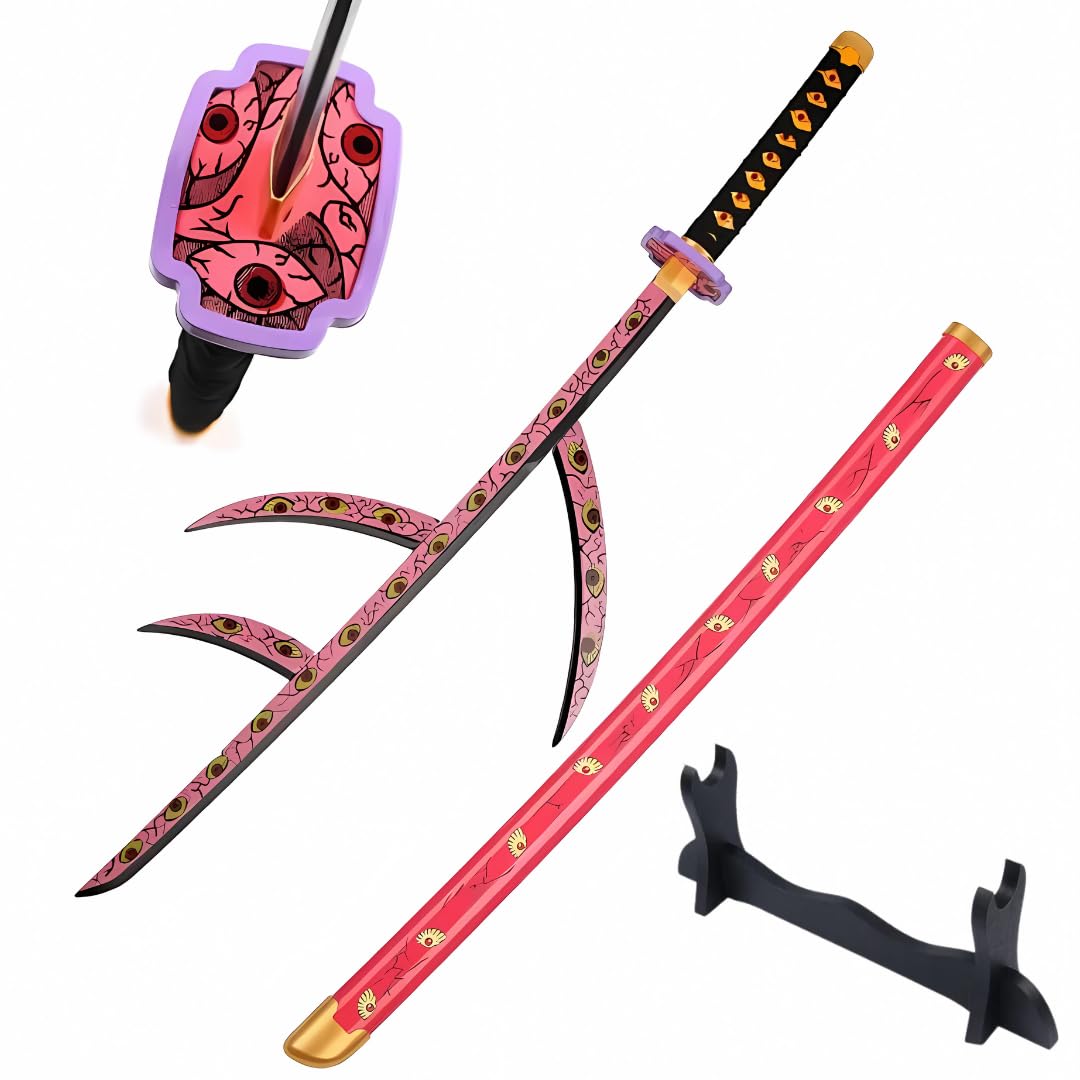 Demon Slayer Kokushibou Katana/Sword Toy 104cm Life Size - Bamboo Wood Upper Demon Anime Upper Moon One Kokushibou Katana 2025 (Stand Included-Single Layer) Perfect for Anime Gift (Single Layer Stand)-image-25