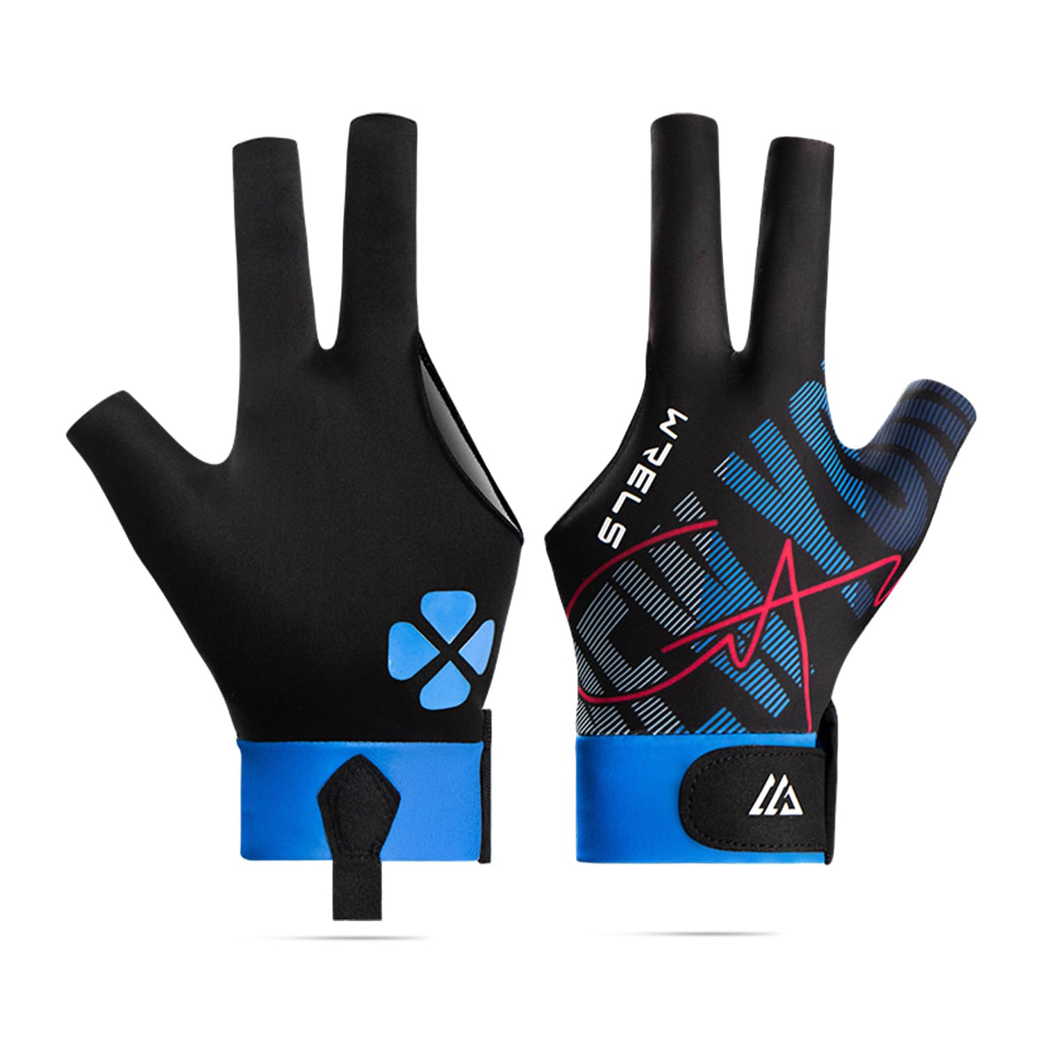 WRELS Professional Anti-slip Pool Glove for Left Hand 3 Finger, Adjustable Billiard Glove for Women Men