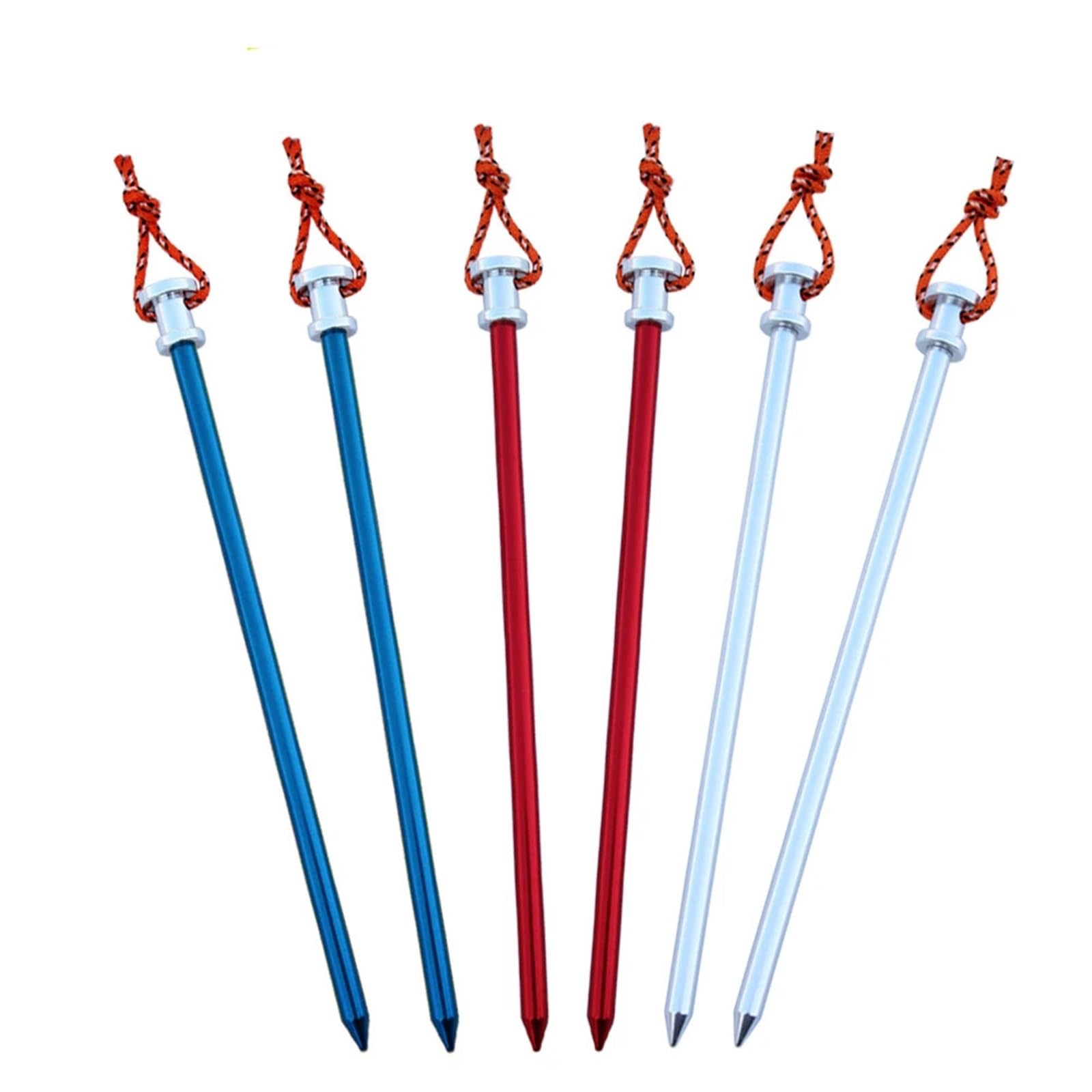 piquets de Tente, Lot de 6 piquets Tente en Aluminium 23 cm (9 Pouces), Jardin Robustes avec Cordon réfléchissant for hamac et Camping(Red)