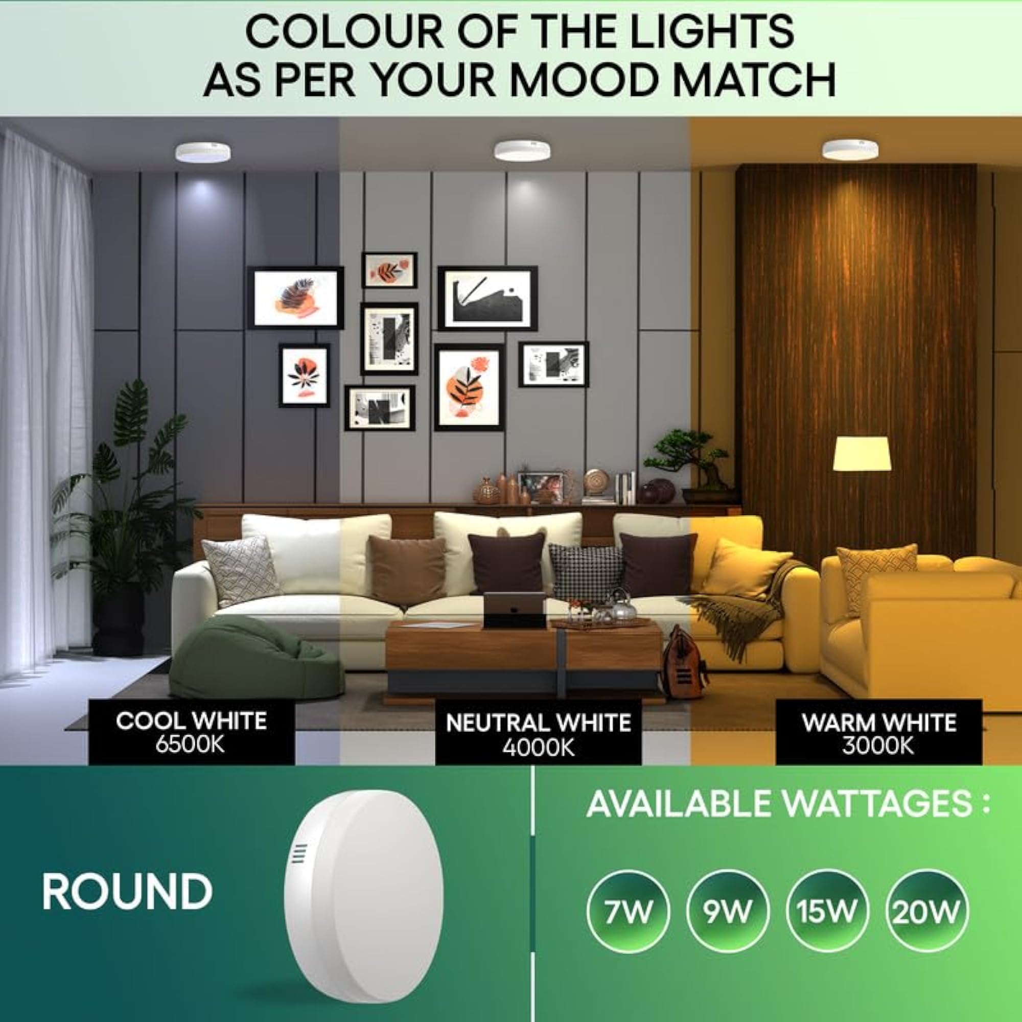SOLAS 20W Round LED Surface Panel Light for Ceiling