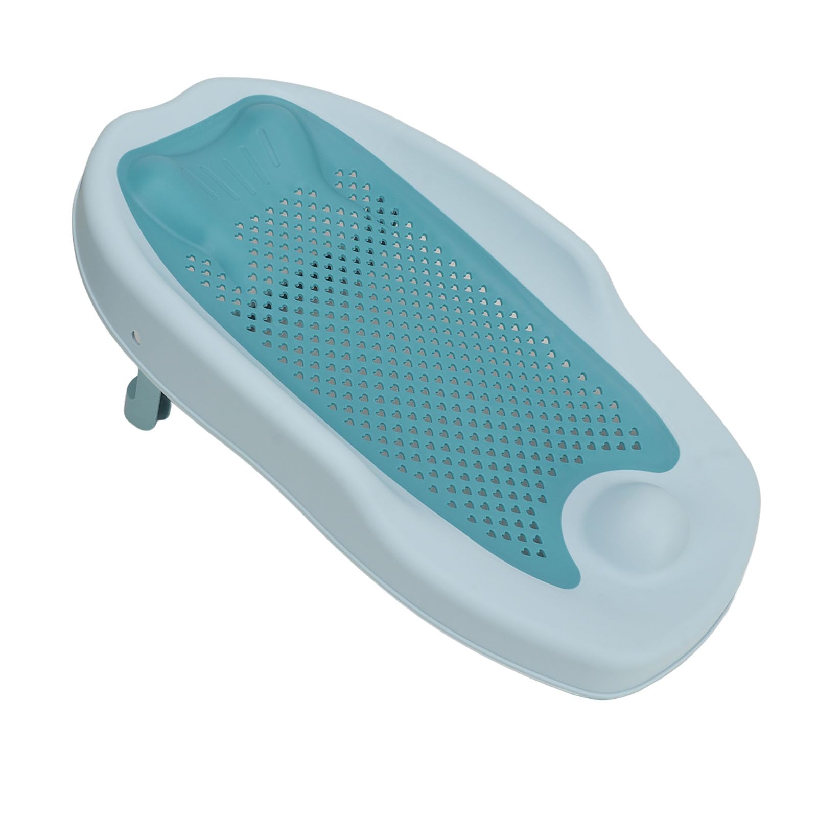 Baby Bath Support for Bathtub or Sink, Home Foldable Ergonomic Heart Shaped Sink, Rinse Tubs Hollow Pattern Infant Holder Rack Pink Bather Newborn to Toddler Tub with Three (Blue)