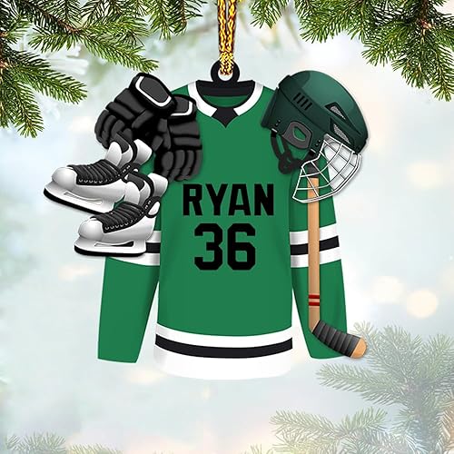 Miniatura 4 de Adorno acrílico de hockey personalizado, adorno de Navidad personalizado para jugador de hockey 2023, adorno con forma de hockey personalizado,