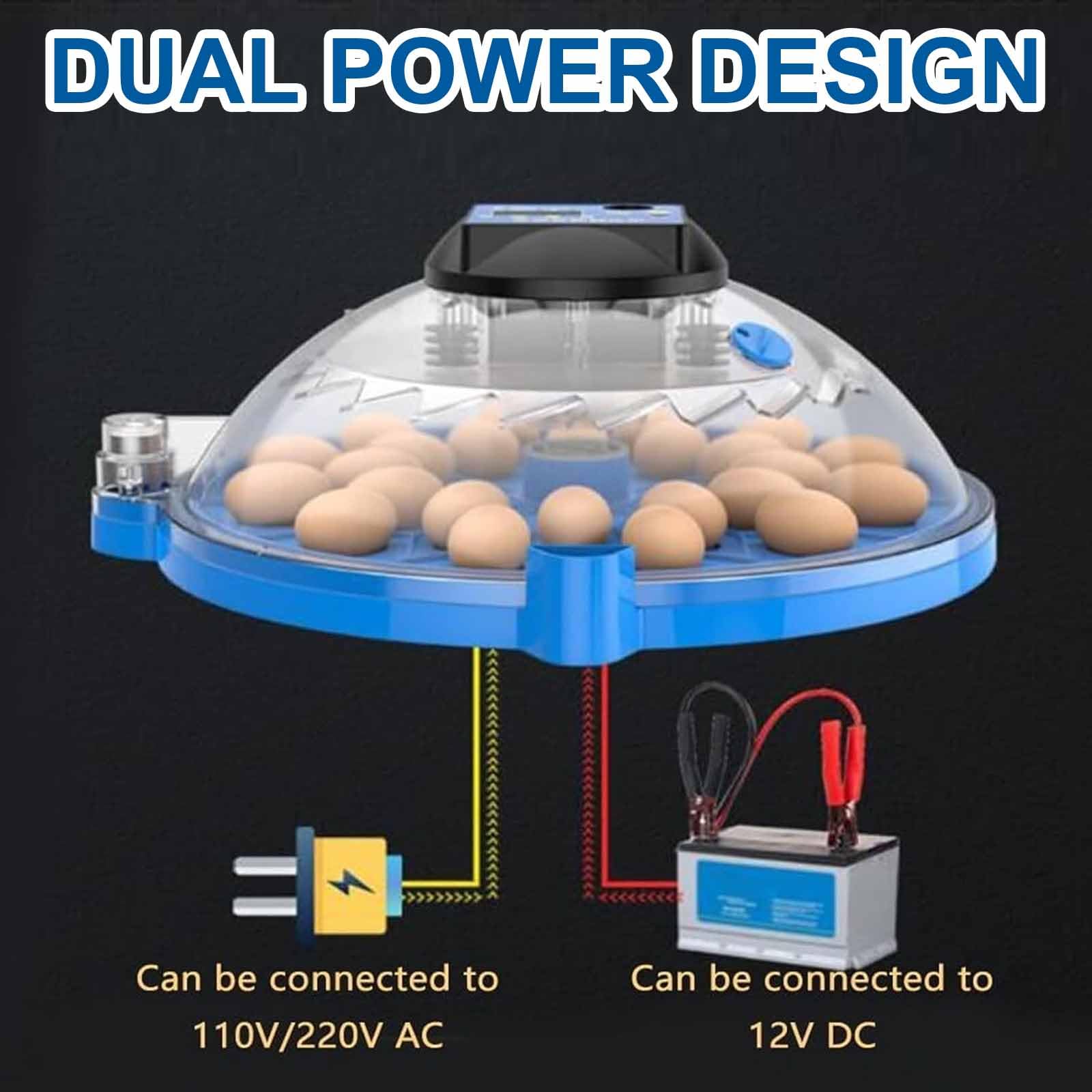 Incubadoras De 24/36 Huevos, Máquina Incubadora De Aves Totalmente Automática con Bandeja Giratoria De 360°, Ovoscopio, Visión De 360°, Diseño Eléctrico Dual para Pollos
