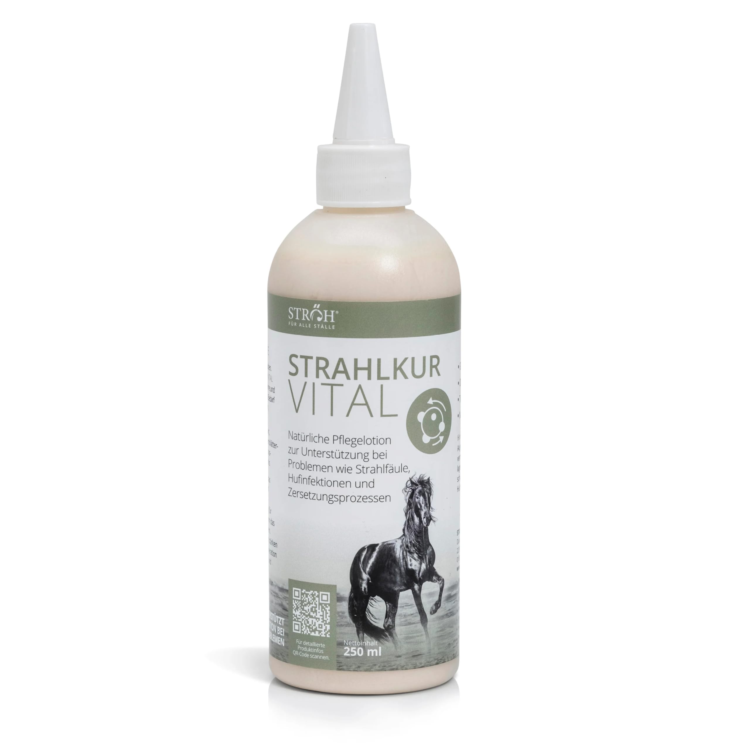 STRÖH Strahlkur Vital Pferd (250ml) • Pflegelotion für Pferde bei Strahlfäule, Hufpilz & Hufinfektion • Natürliche Hufpflege für Pferde mit Zink, Blutwurz, Propolis & mehr