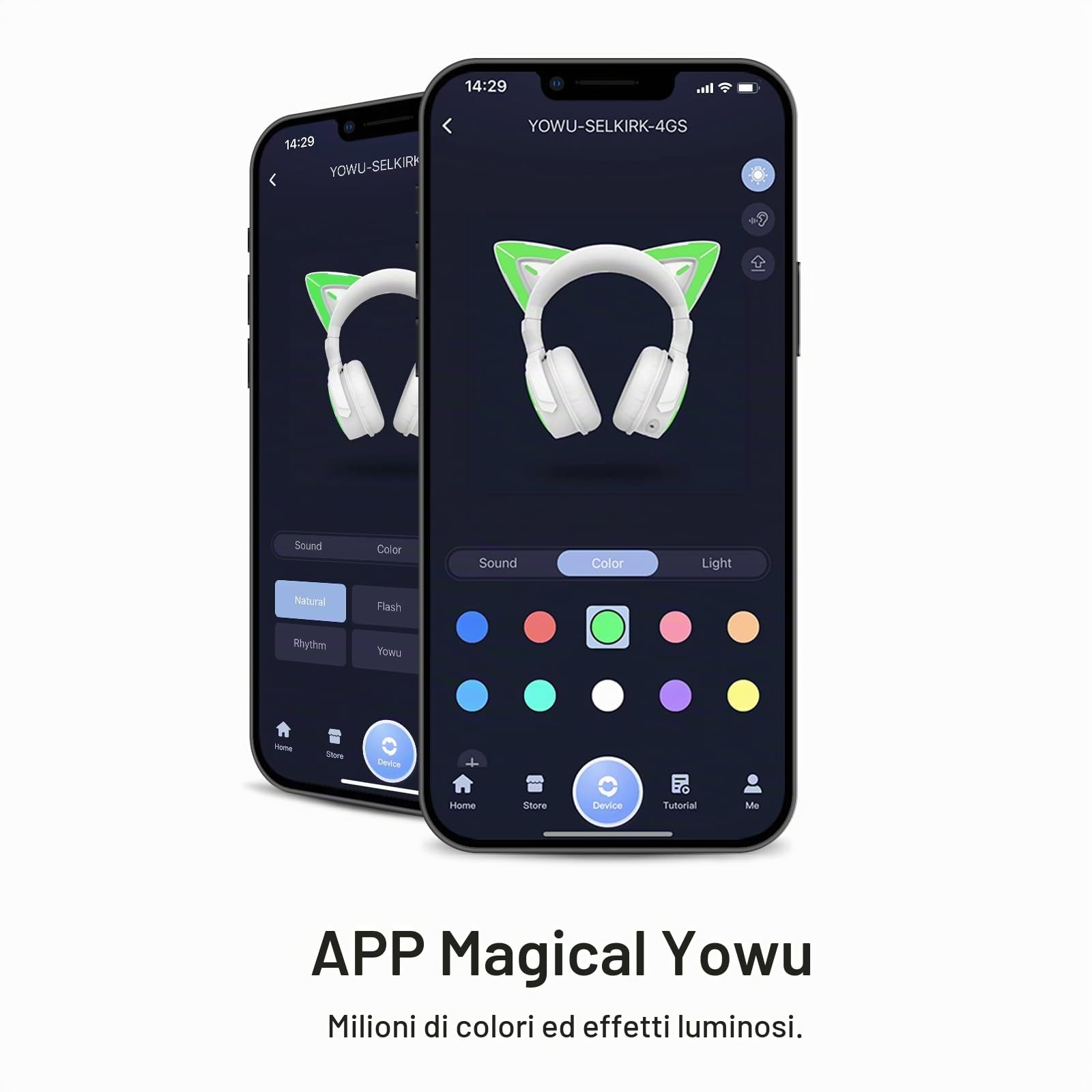 YOWU Cuffie RGB 4GS, cuffie da gioco wireless e cablate migliorate, con microfono HD, riduzione attiva del rumore (bianco)