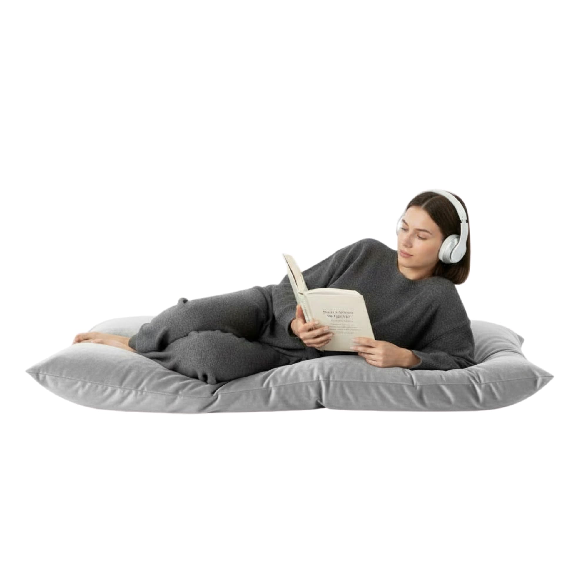 Kosiproducts Beanbag Floor Square Cushions Pillow Plush Velvet 100% Soft Polyester-[100cmx100cm, Silver — image 1