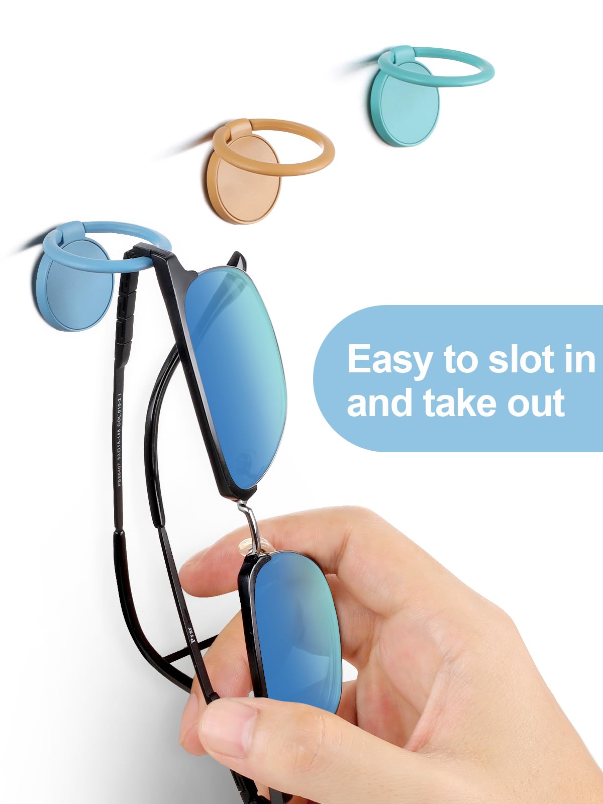 MOUGIGI 12 PCS Colorful Sunglasses Holder Wall Hanging Glasses Organizer - Space Saving Sunglasses Rack and Eye Glass Holder Stand