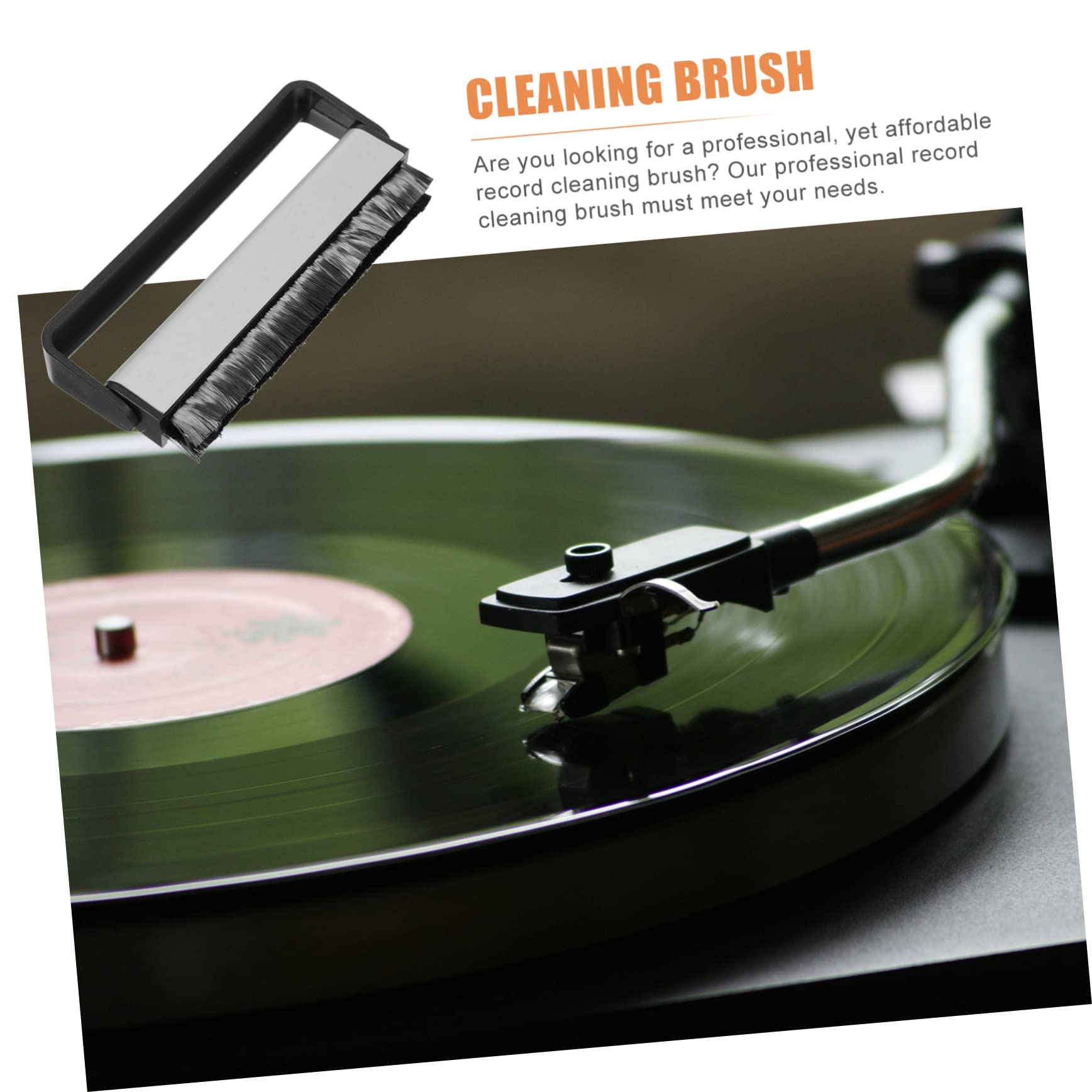 Uonlytech 4pezzi Spazzola Per Pulizia Dischi Vinile Con Manico e Setole Antistatica e Sicura Per Pulizia Graffi Dei Tuoi Album Nero e Argento