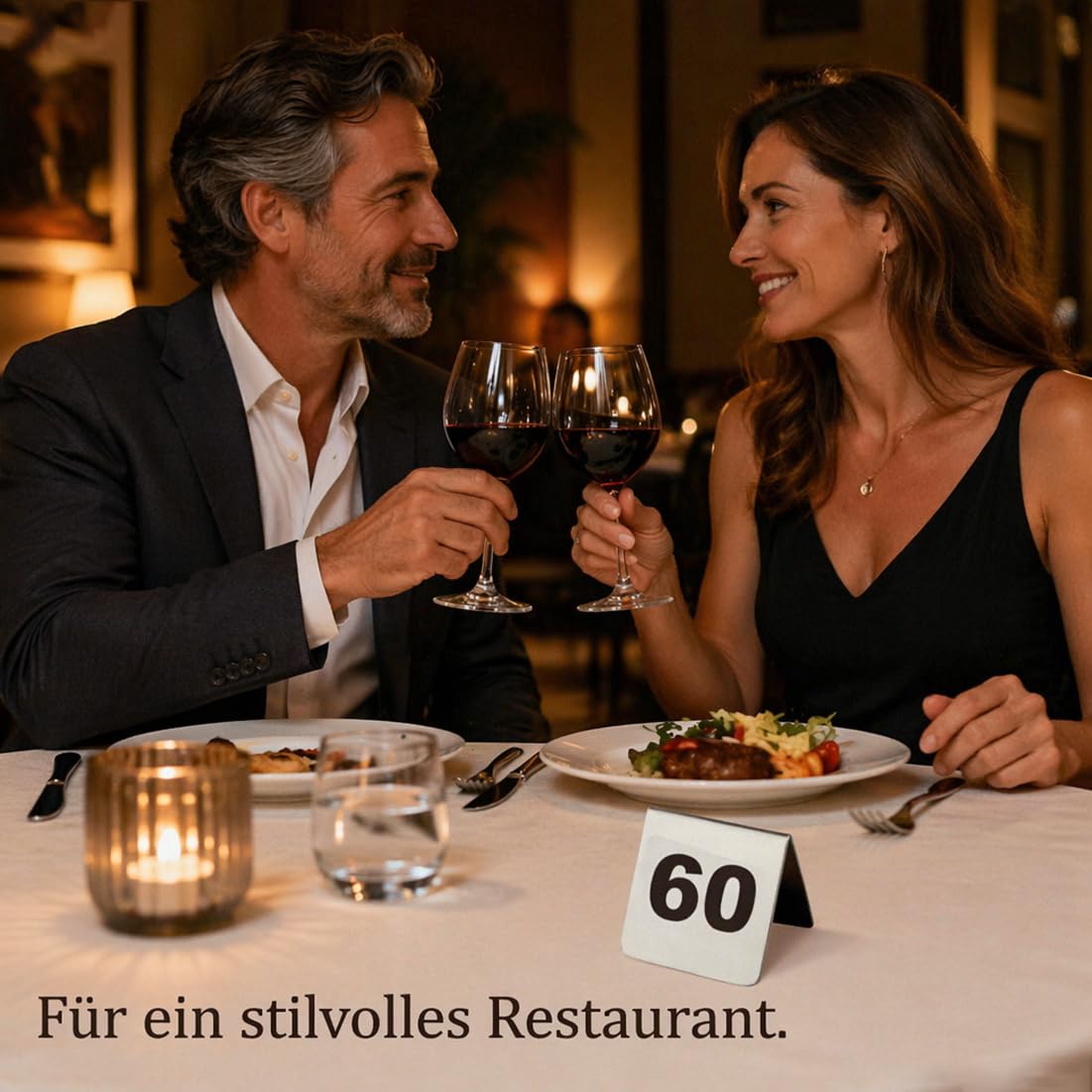 Tischnummern Metall 31-50 Edelstahl Tischnummern Gastronomie Stapelbare Doppelseitige Tischnummernschilder für Party Bankette Restaurants Bars Empfänge Cafés Hotel