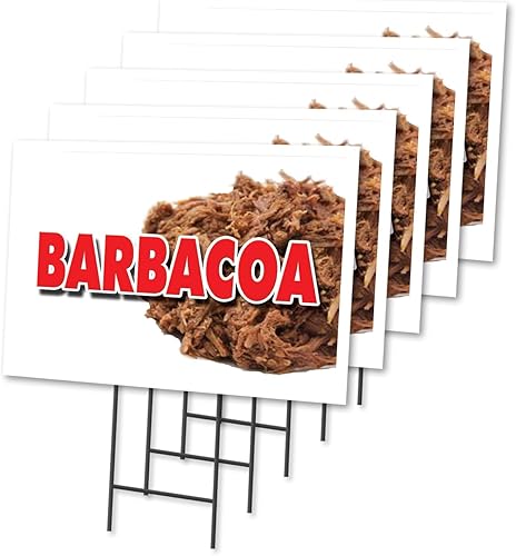 BARBACOA 5 Pack of 12" x 16" Yard Sign & Stake Advertise Your Business Stake Included Image On Front Only Made in The USA