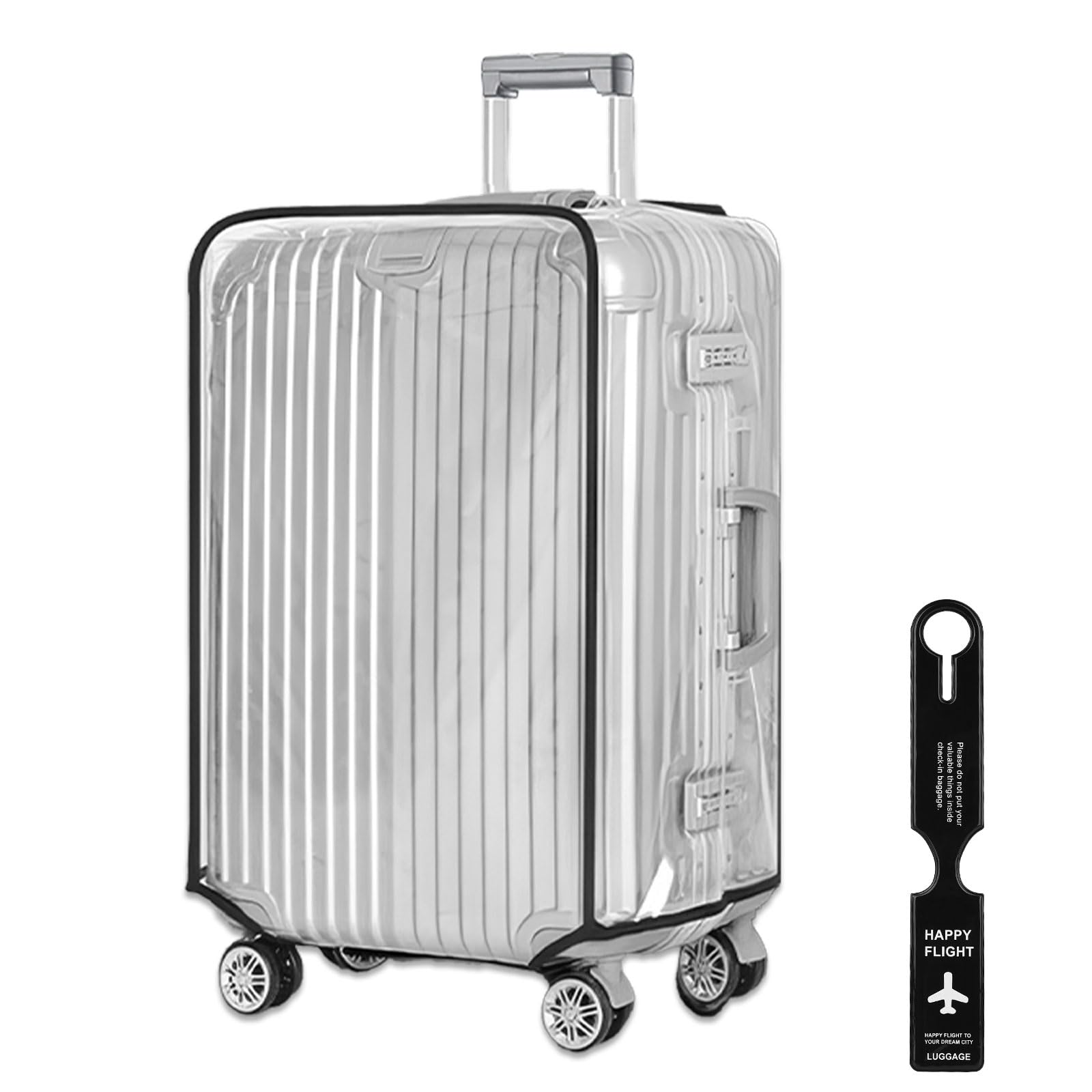 Oryxalv Unisex Clear Pvc Suitcase Cover 28 Inch Luggage Cover Washable, Reusable For Wheeled Luggage With Luggage Tags