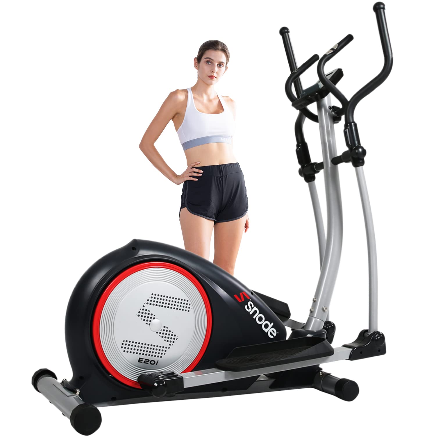 SNODE Elliptical Magnetic Machine with Bluetooth ， Exercise Machine for Home Use with 16 Electric Resistance Levels, Quite&Smooth Elliptical Training Machine,Workout Max Capacity Weight 300LBS.