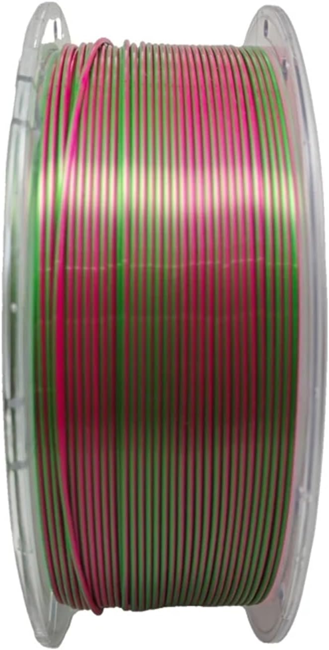 Silk Dual-Color PLA 3D Printer Filament 1.75mm 1KG (2.2LBS) – Two-in-One Color 3D Printing Material(Red-Green)