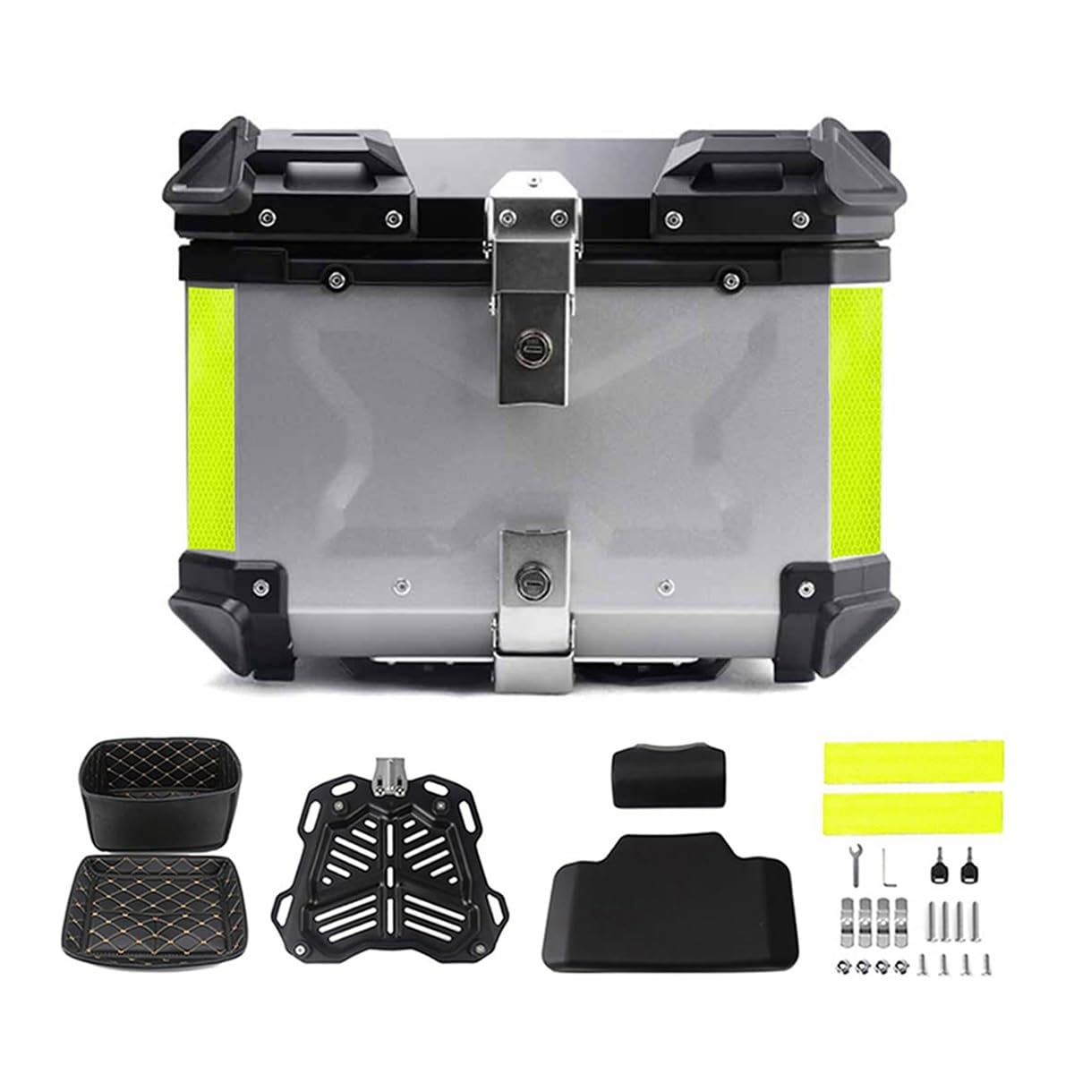 Baúl Superior de Aluminio para Motocicleta, 36 L, 45 L, 55 L, Caja Trasera para Motocicleta, Almacenamiento para Maletero con Cerradura de Seguridad, Caja Superior Impermeable para motocicle