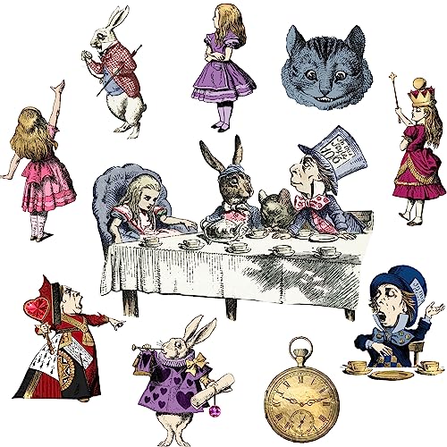 Alice in Wonderland Decor Tea Party Decoration Cardboard Cutouts 10 PCS Double Sided Laminated