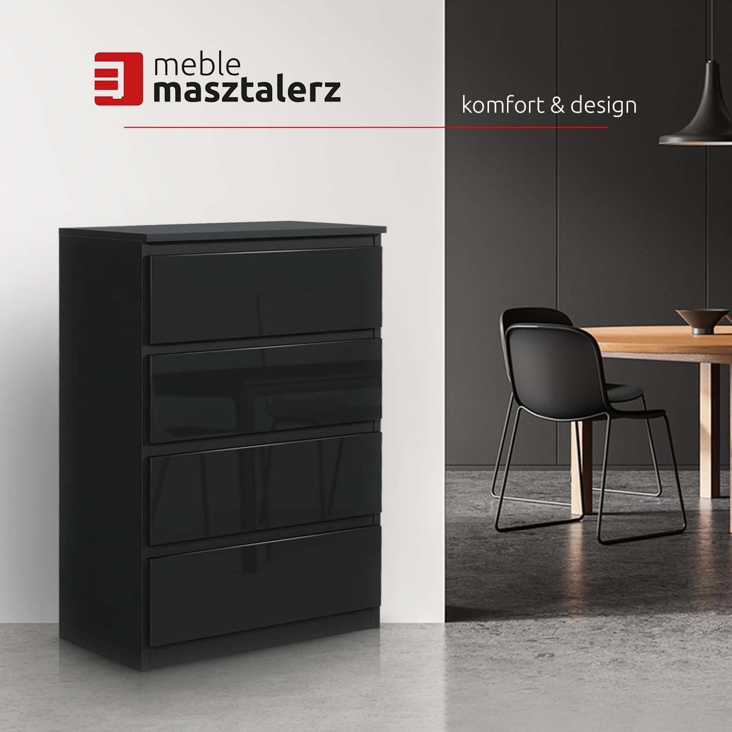 meble masztalerz Commode Chambre avec 6 Tiroirs - Meuble de Rangement pour Salon et Entrée Couloir - Spacieuse et Design - Anthracite - 100x39x78,5cm