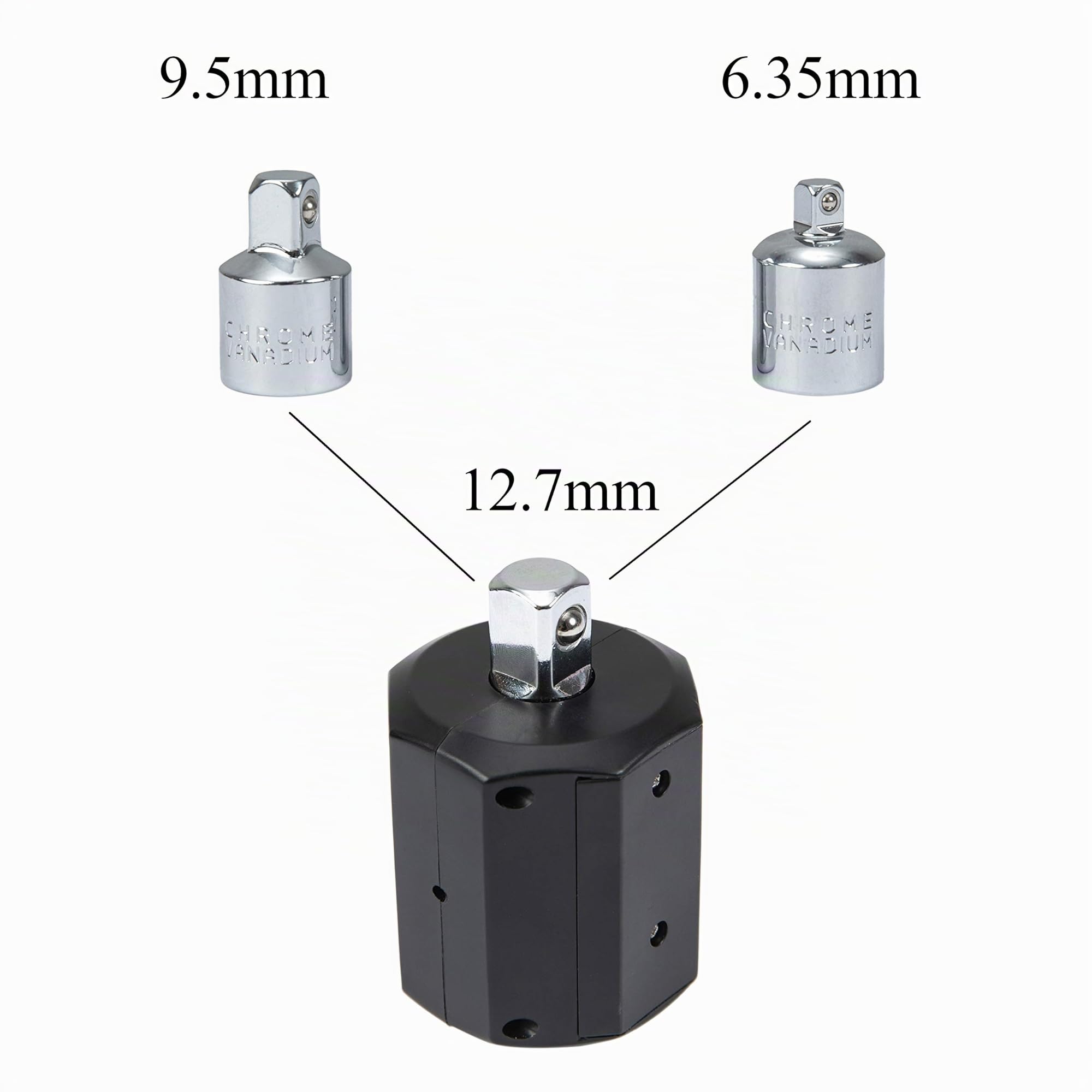 Beslands Llave dinamométrica digital adaptador 1/2” unidad, Torque 6-200N.m medidor de torsión ajustable, incluye adaptadores para 3/8” y 1/4”, con LED y Alerta Zumbador