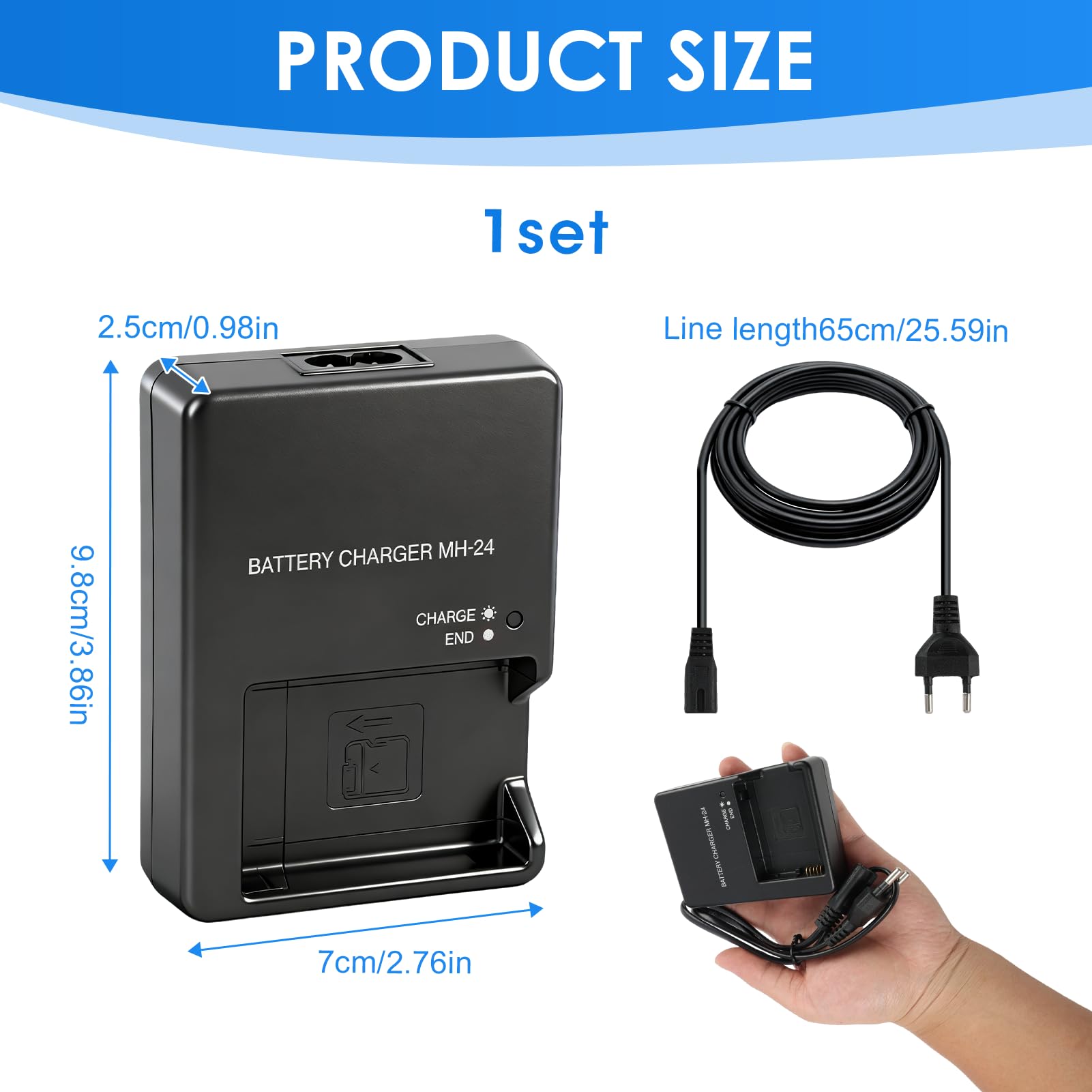 Caricabatterie per Nikon D3100, D3200, D3300, D3400, D3500, D5100, D5200, D5300, D5500, D5600, P7000 a P7800, Caricabatterie per fotocamere EN-EL14/14/14 EN-EL14A