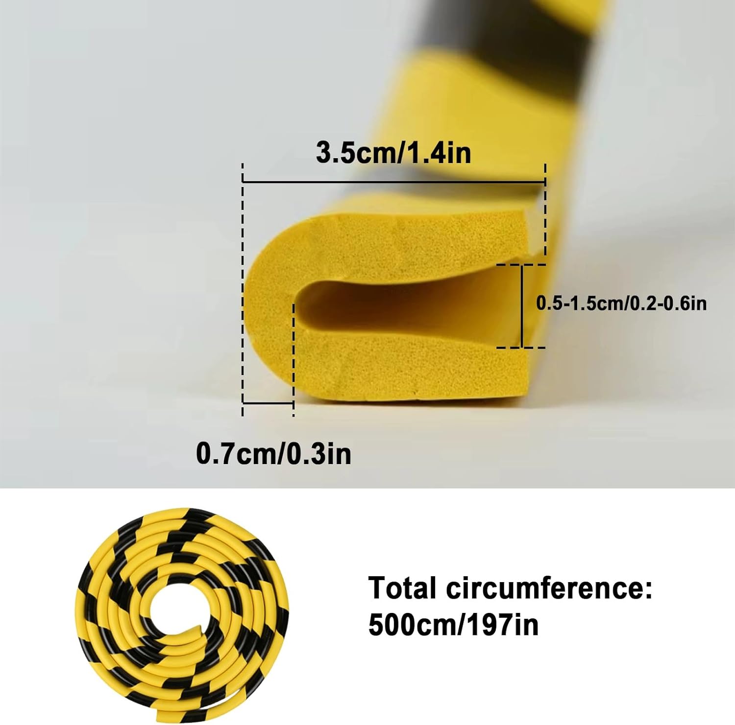 Wall Corner Protector & Edge Guard, Yellow Black Safety Bumpers, Peel and Stick Molding, for Factories, Warehouses & Workshops