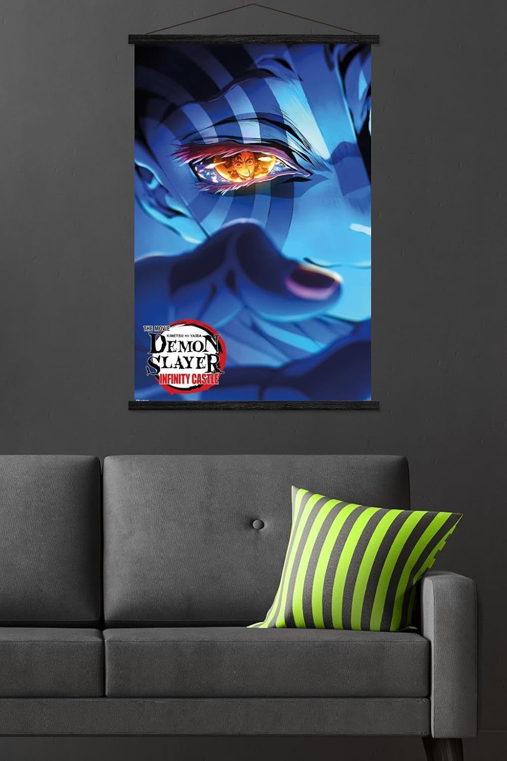 Demon Slayer: Infinity Castle (2025) - Akaza Key Art Wall Poster with Magnetic Frame, 34L" x 22.4W", Print and Black Hanger Bundle